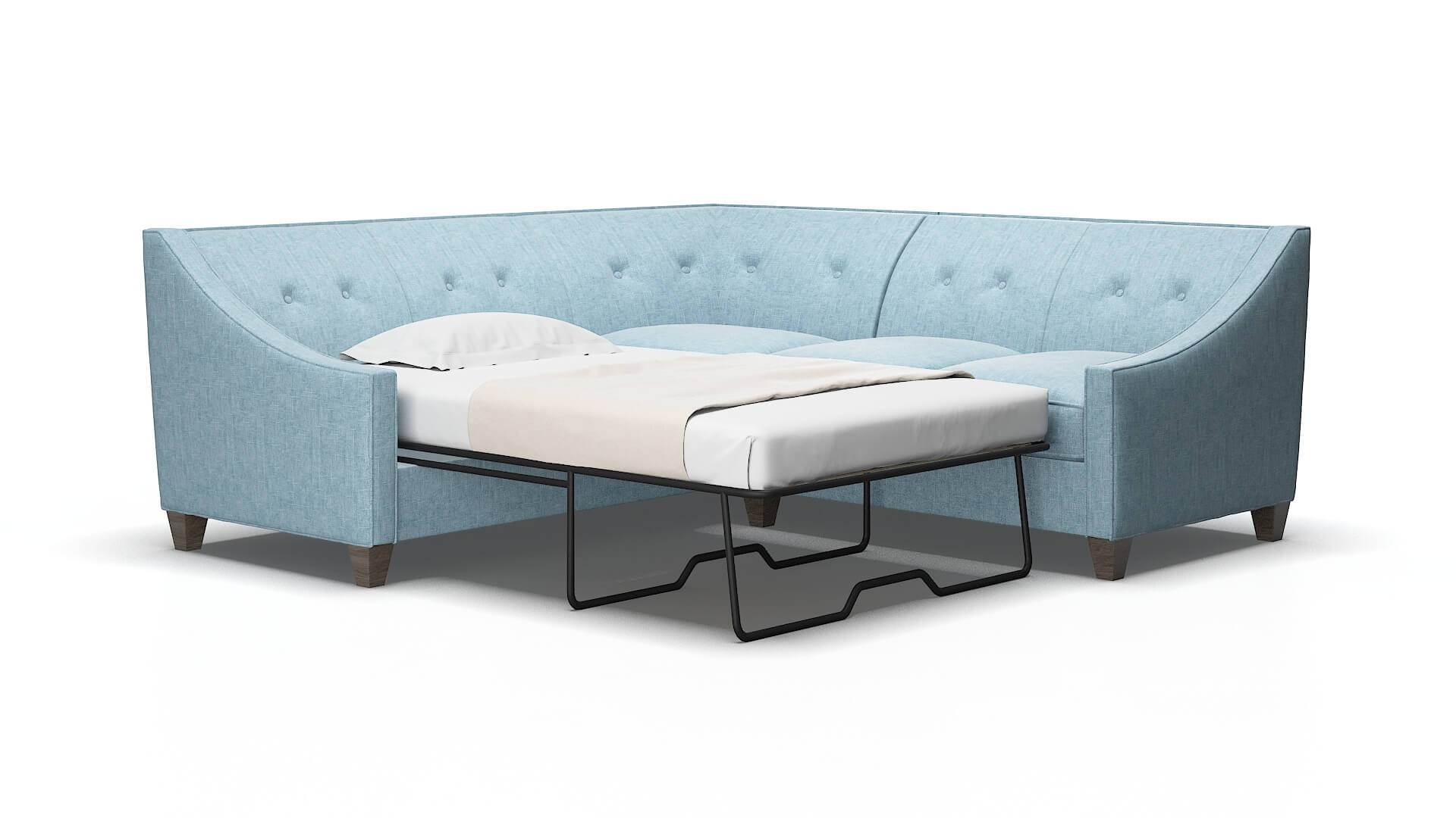 Berlin Atlas Turquoise Sectional Sleeper Espresso legs 2