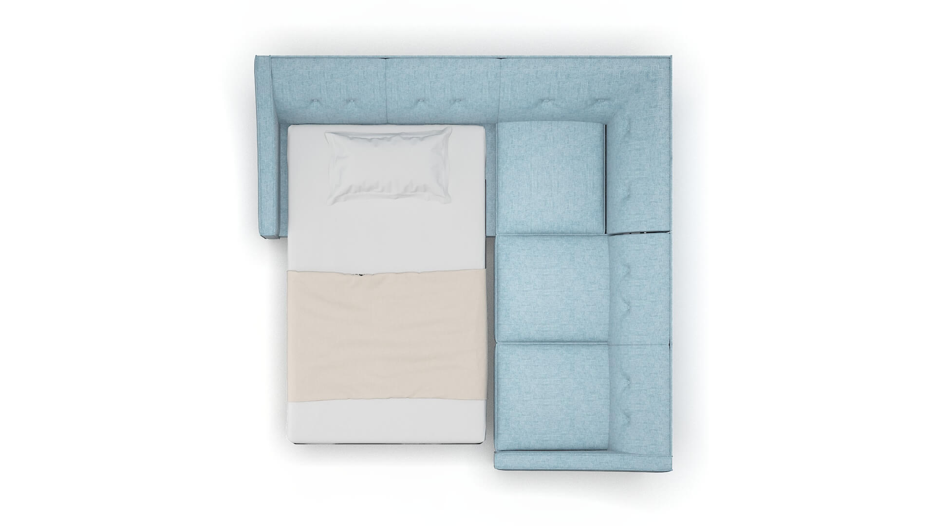 Berlin Atlas Turquoise Sectional Sleeper Espresso legs 3