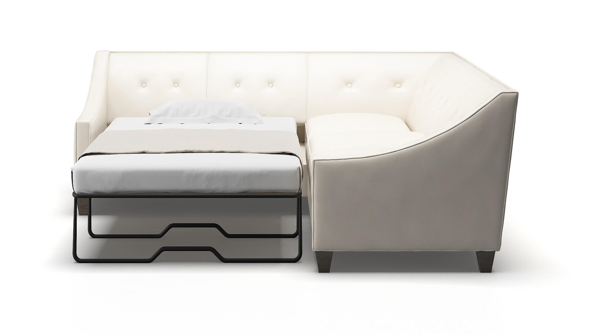 Berlin Blanche Milky Sectional Sleeper Espresso legs 1
