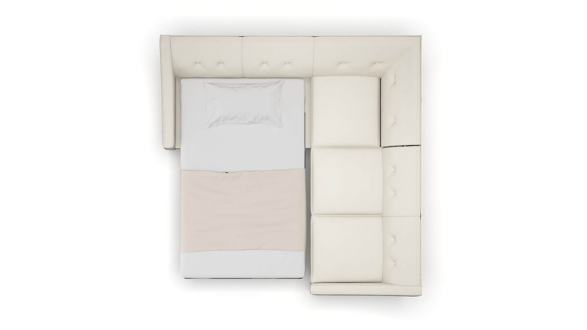 Berlin Bungalow Ivory Sectional Sleeper Espresso legs 3