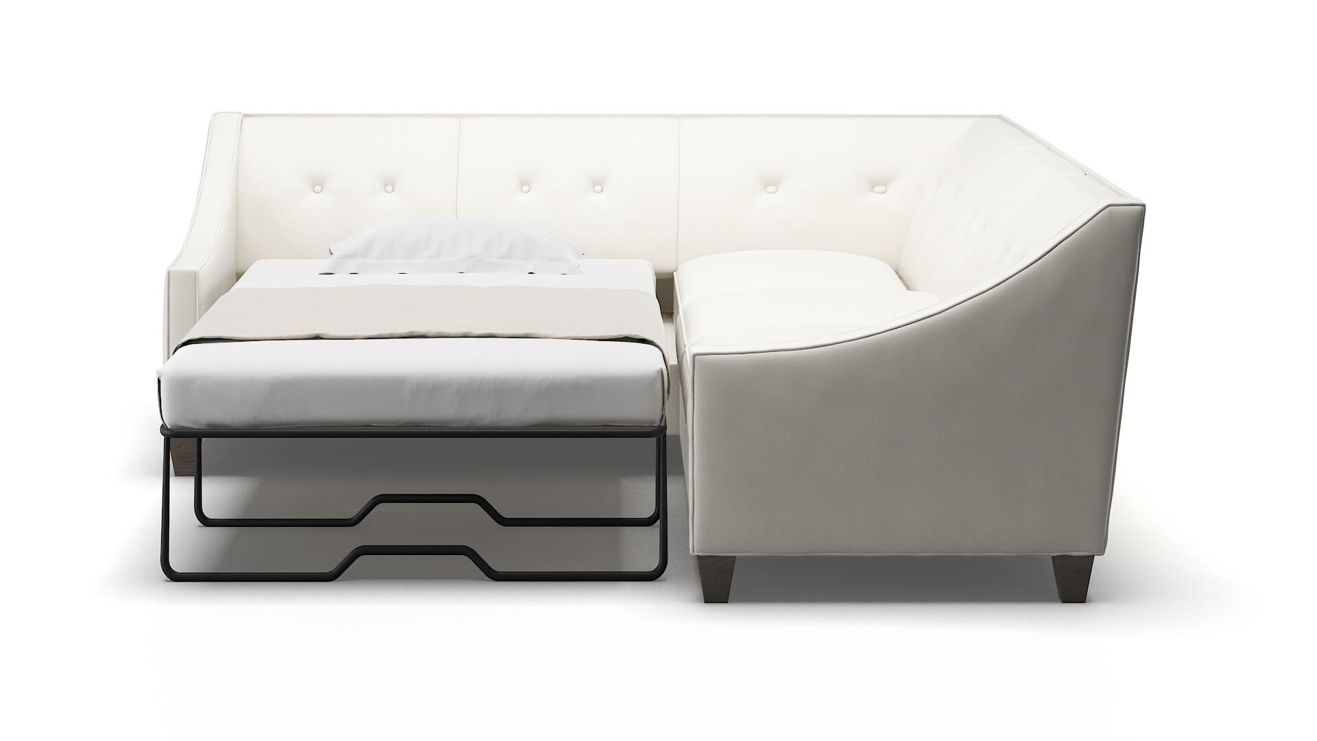 Berlin Cosmo Ivory Sectional Sleeper Espresso legs 1