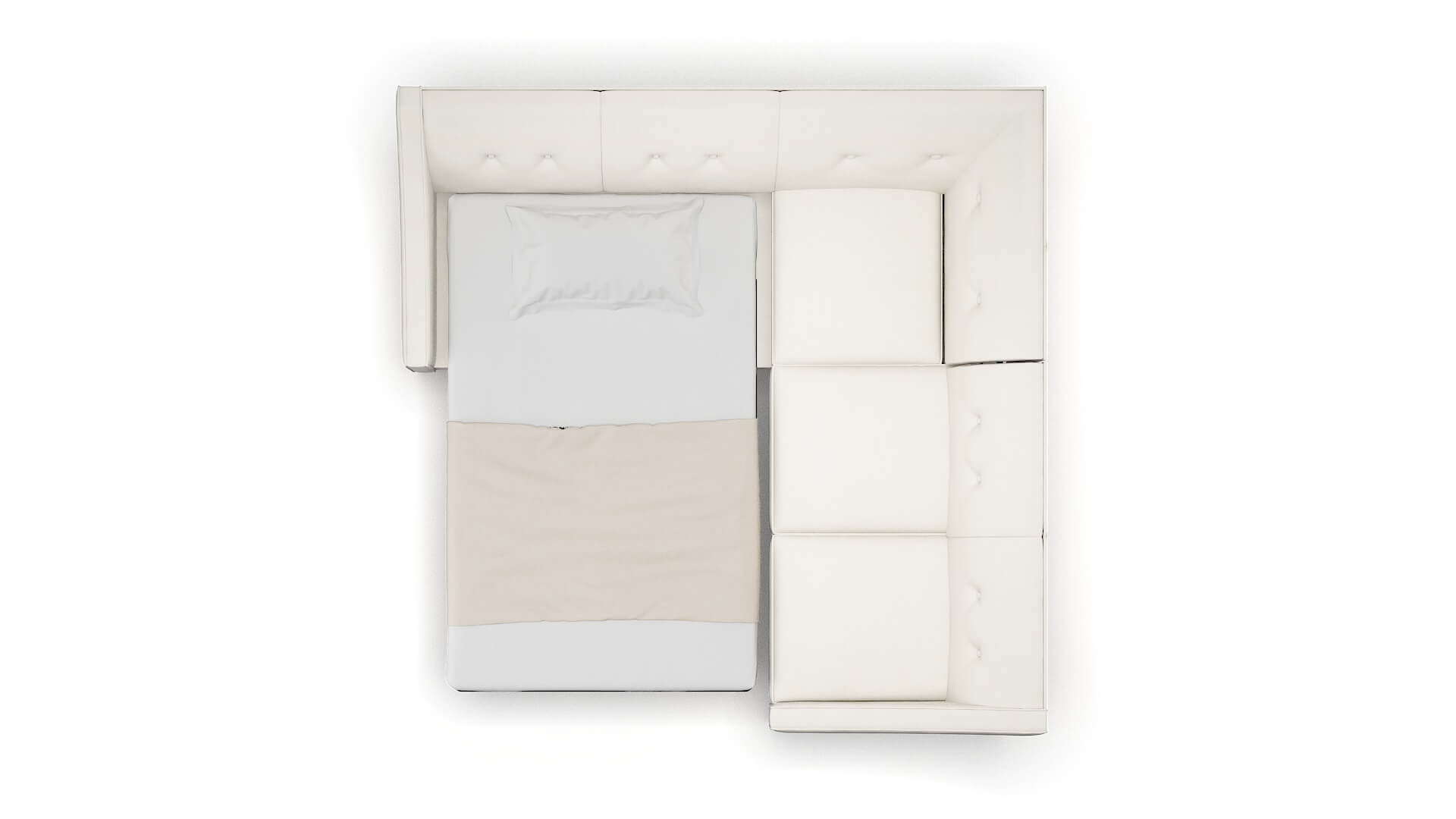 Berlin Cosmo Ivory Sectional Sleeper Espresso legs 3