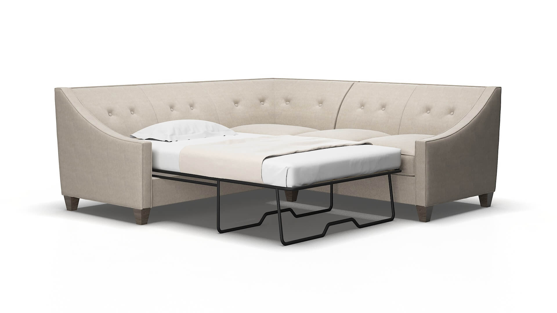 Berlin Derby Linen Sectional Sleeper Espresso legs 2