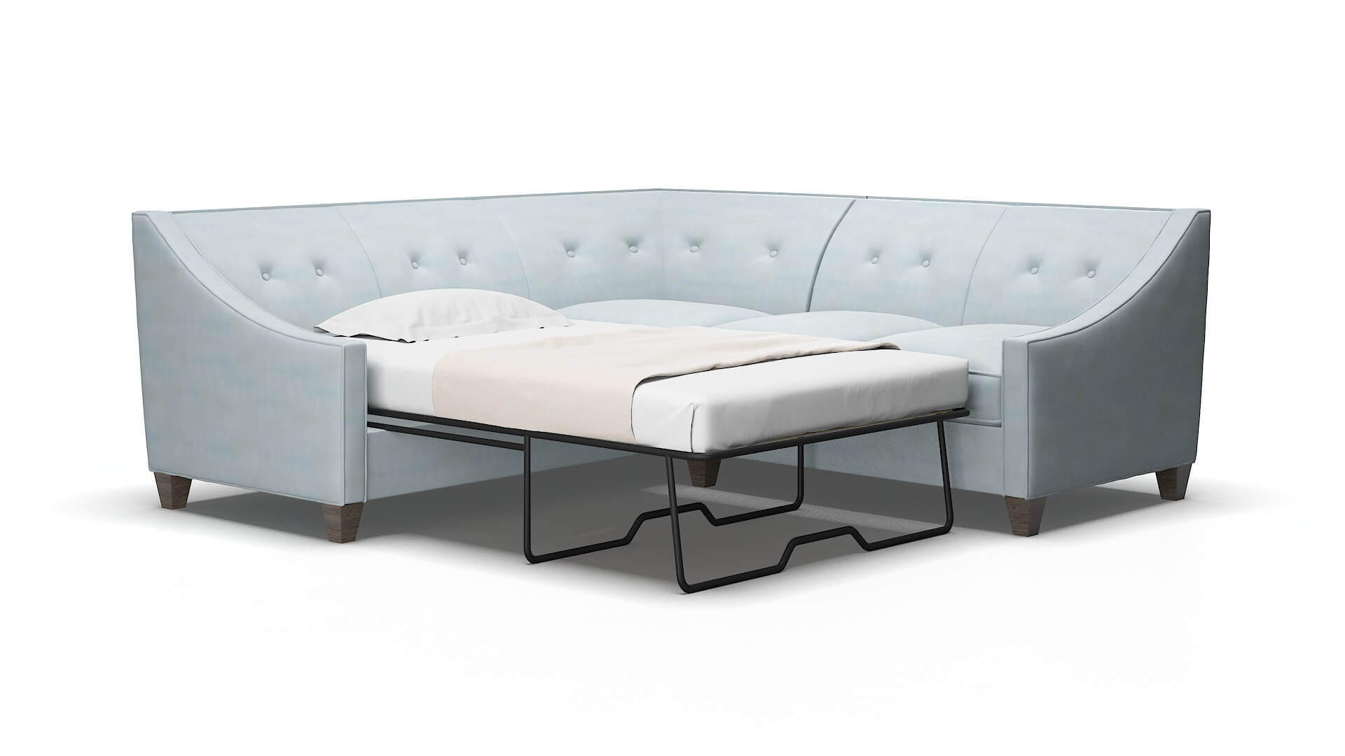 Berlin Hathaway aqua Sectional sleeper Espresso Legs  2