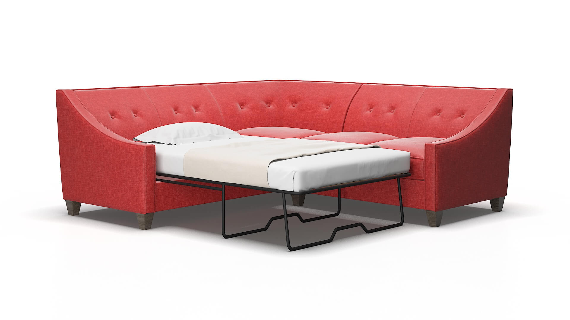 Berlin Leslie poppy Sectional sleeper Espresso Legs  2