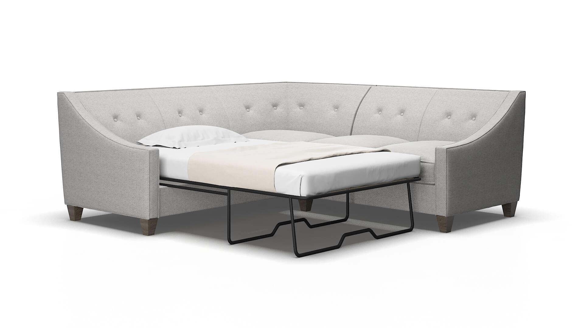 Berlin Malibu dove Sectional sleeper Espresso Legs  2