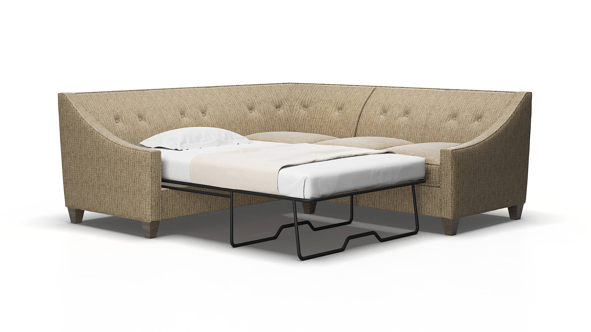 Berlin Marcy camel Sectional sleeper Espresso Legs  2