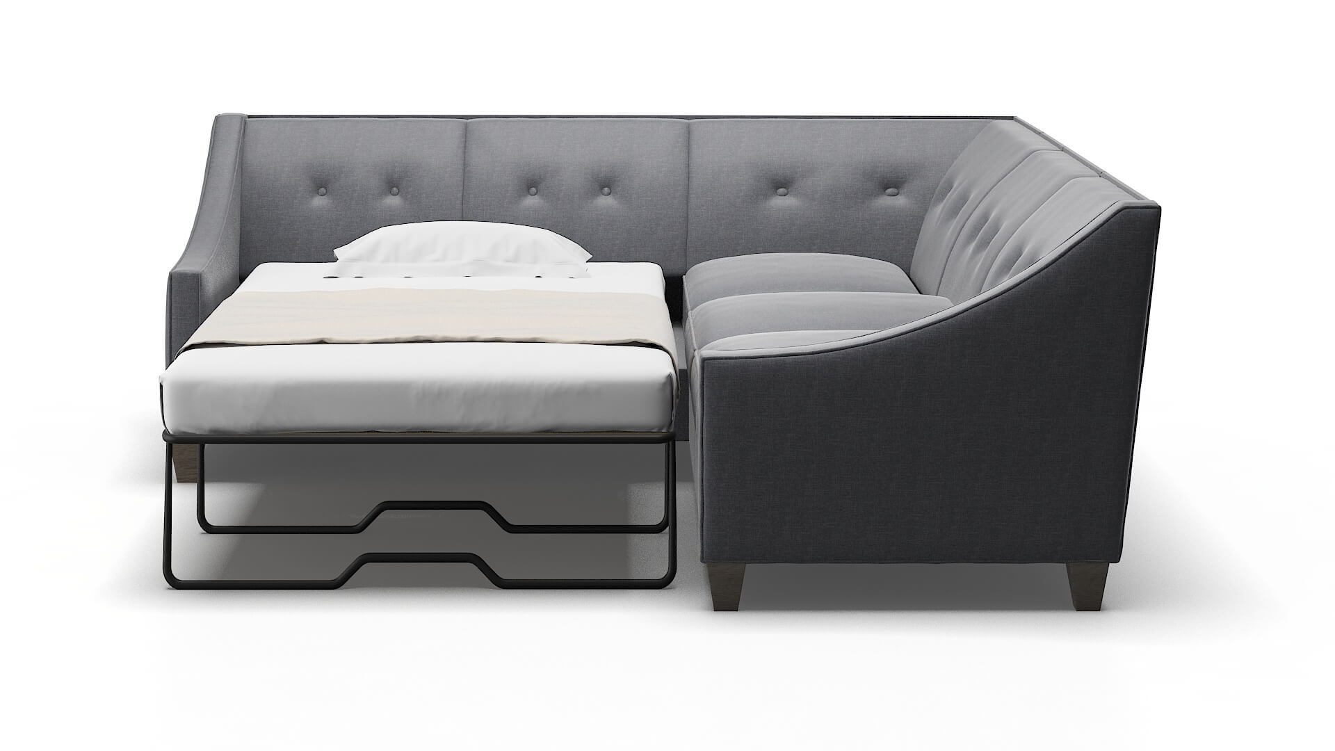 Berlin Notion Graphite Sectional Sleeper Espresso legs 1