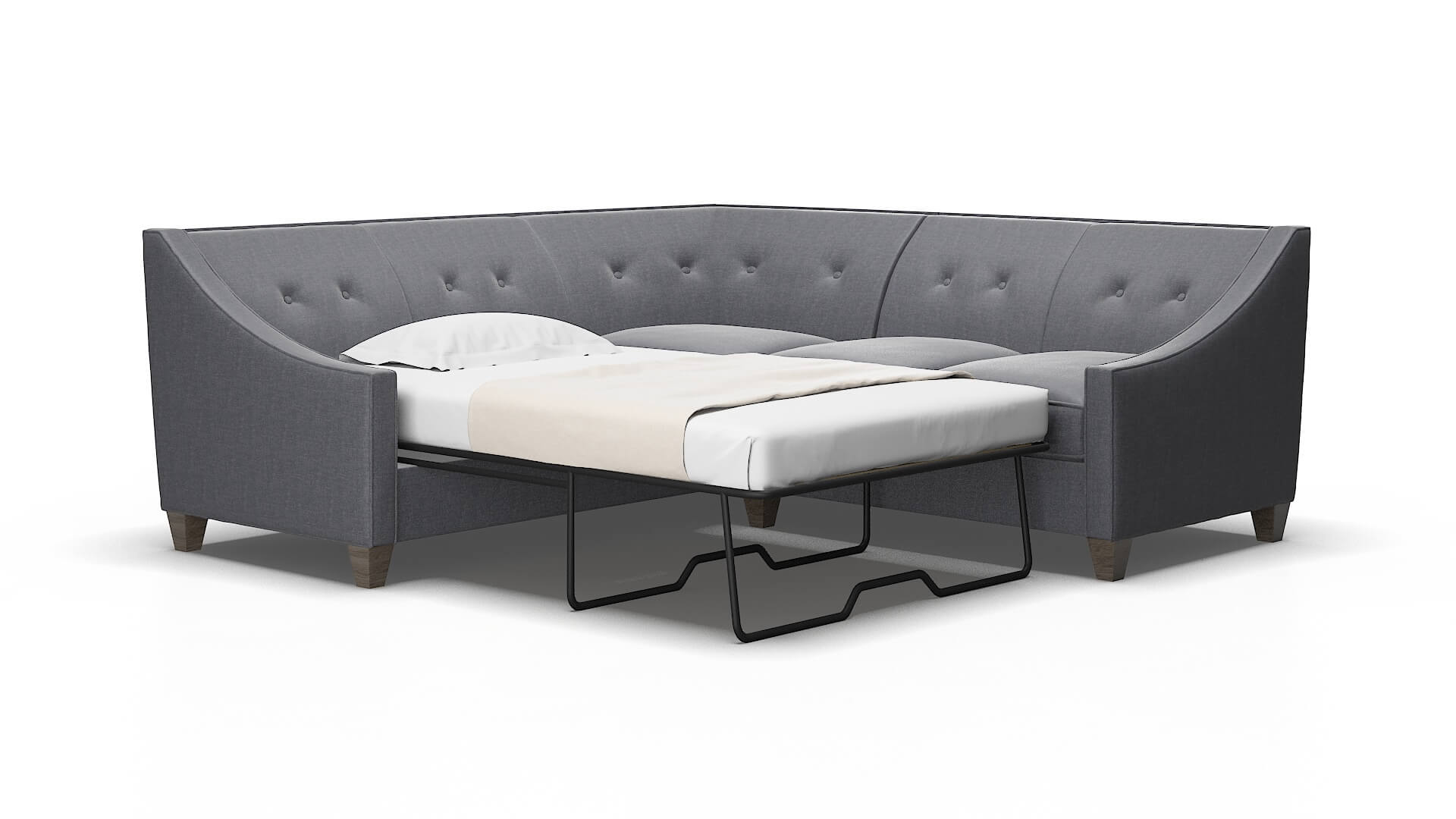 Berlin Notion Graphite Sectional Sleeper Espresso legs 2