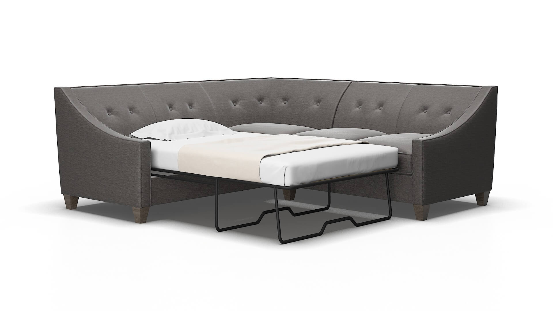 Berlin Oscar Charcoal Sectional Sleeper Espresso legs 2