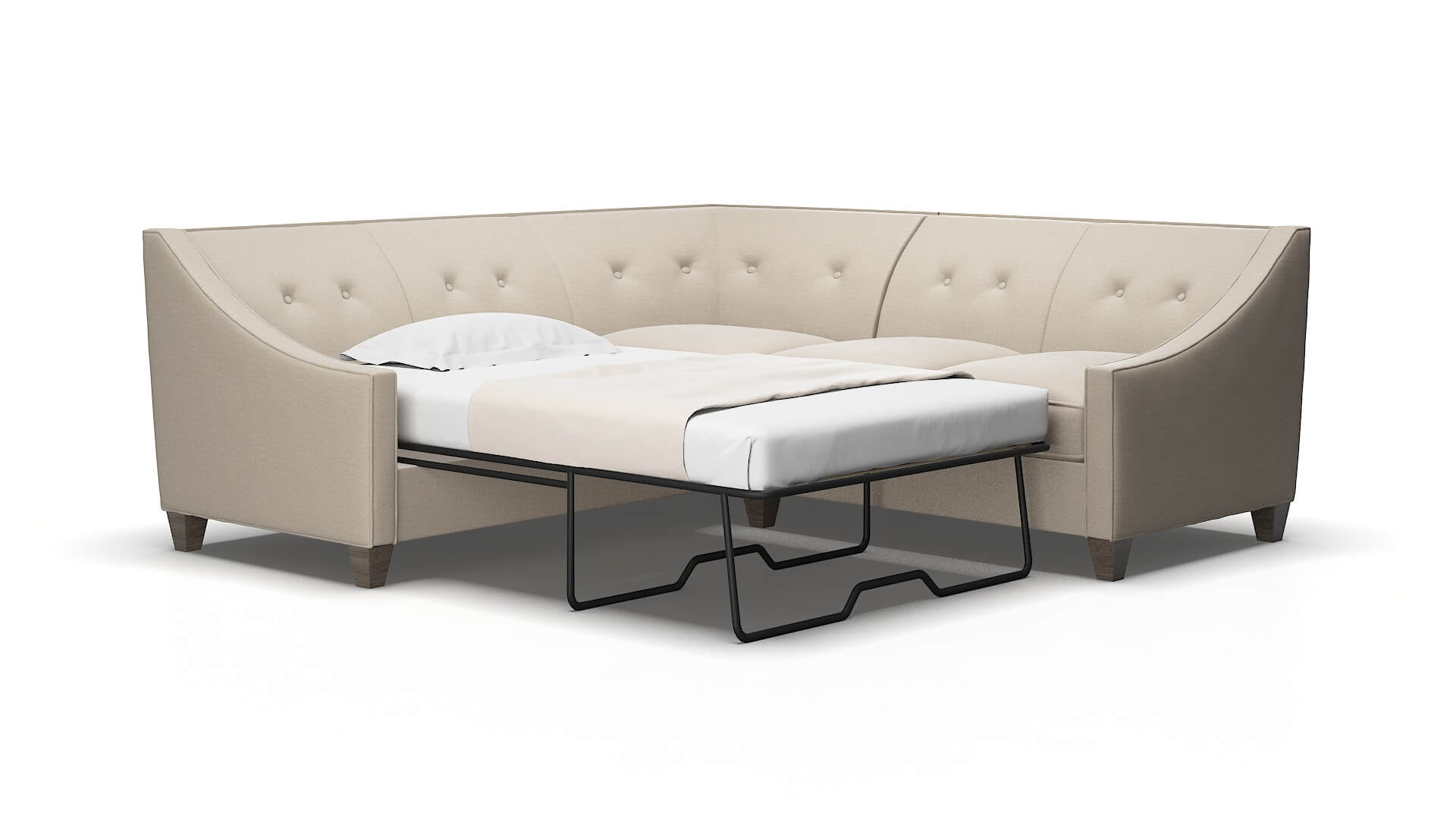 Berlin Oscar linen Sectional sleeper Espresso Legs  2