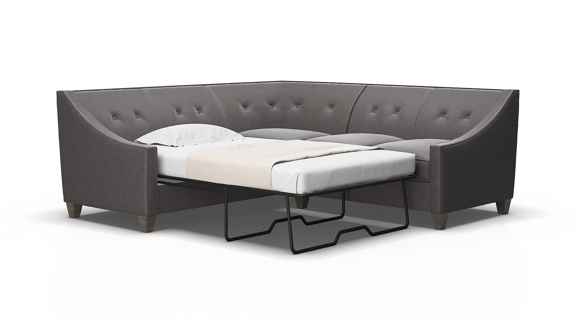 Berlin Sasha grey Sectional sleeper Espresso Legs  2