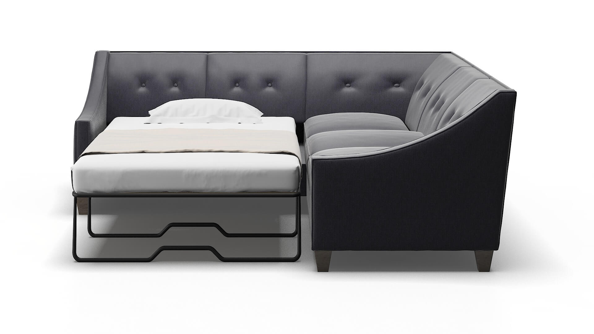 Berlin Sasha Navy Sectional Sleeper Espresso legs 1