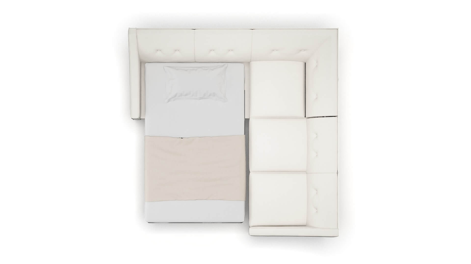 Berlin Venice Eggshell Sectional Sleeper Espresso legs 3