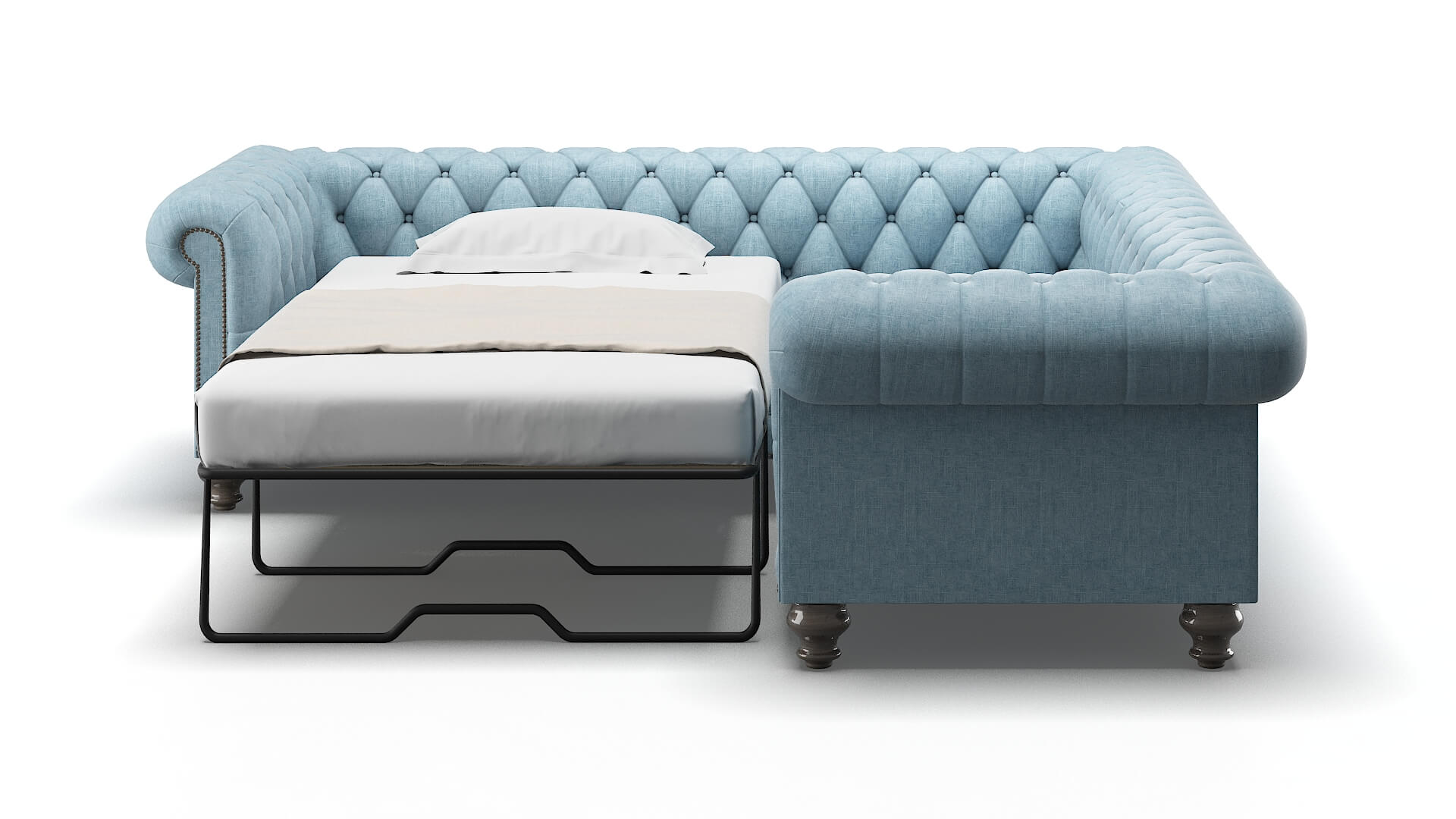 Bordeaux Atlas Turquoise Sectional Sleeper Espresso legs 1