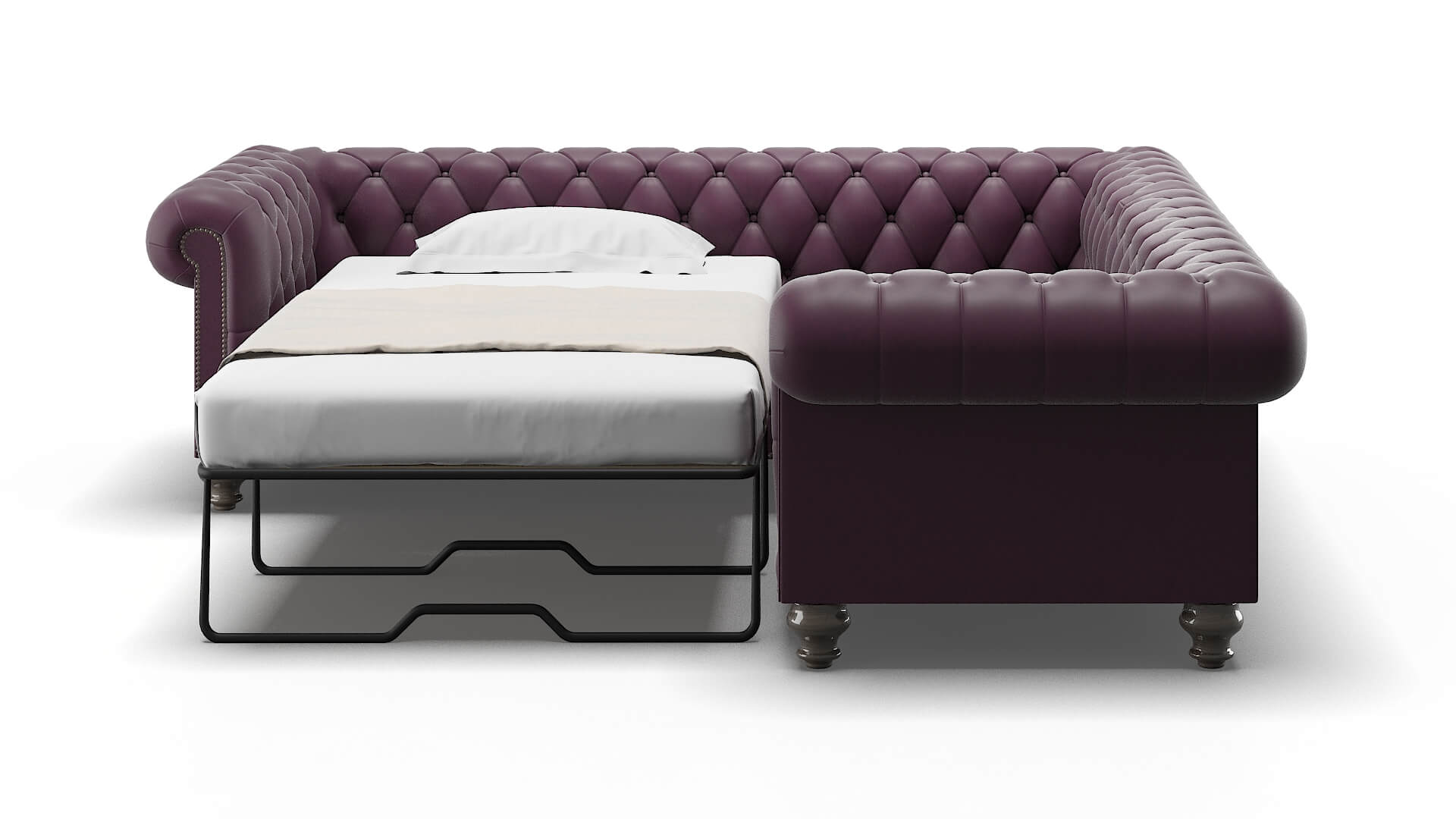 Bordeaux Bella Aubergine Sectional Sleeper Espresso legs 1