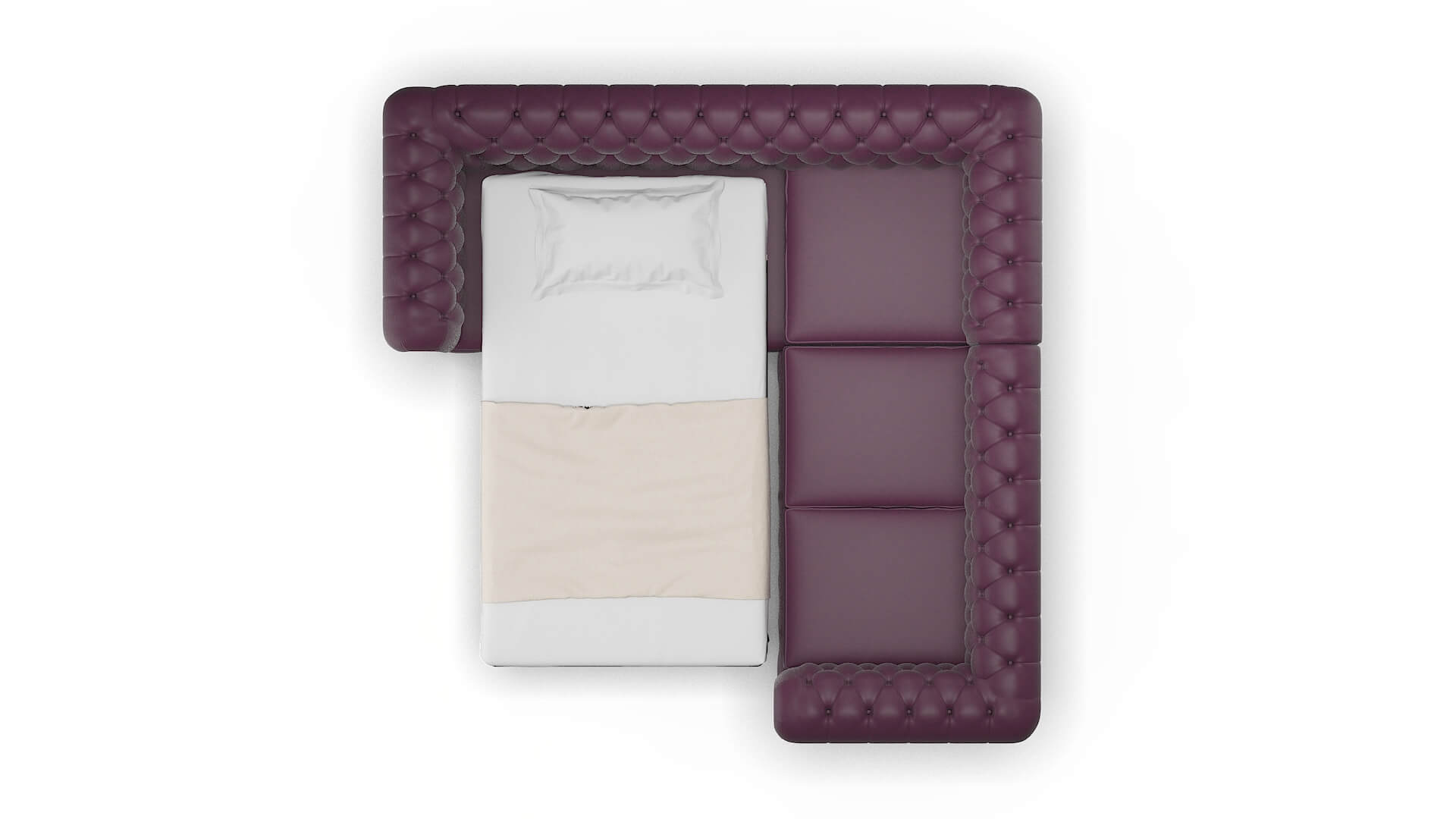 Bordeaux Bella Aubergine Sectional Sleeper Espresso legs 3