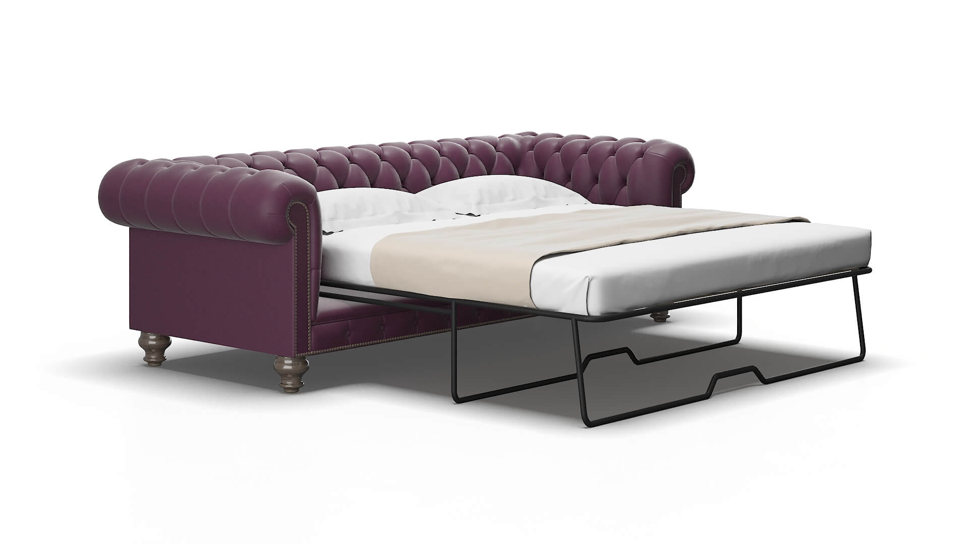 Bordeaux Bella Aubergine Sofa Sleeper Espresso Legs 2