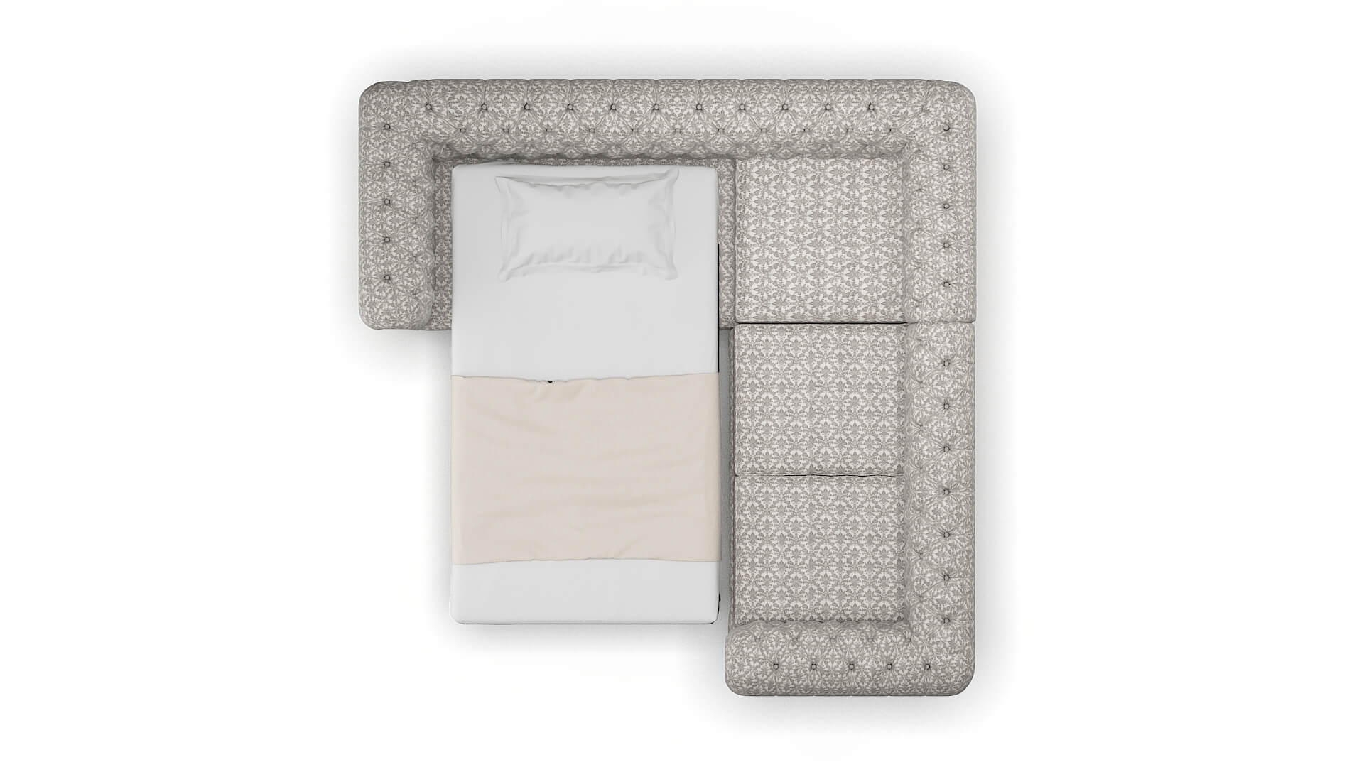 Bordeaux Bergamo Dove Sectional Sleeper Espresso legs 3