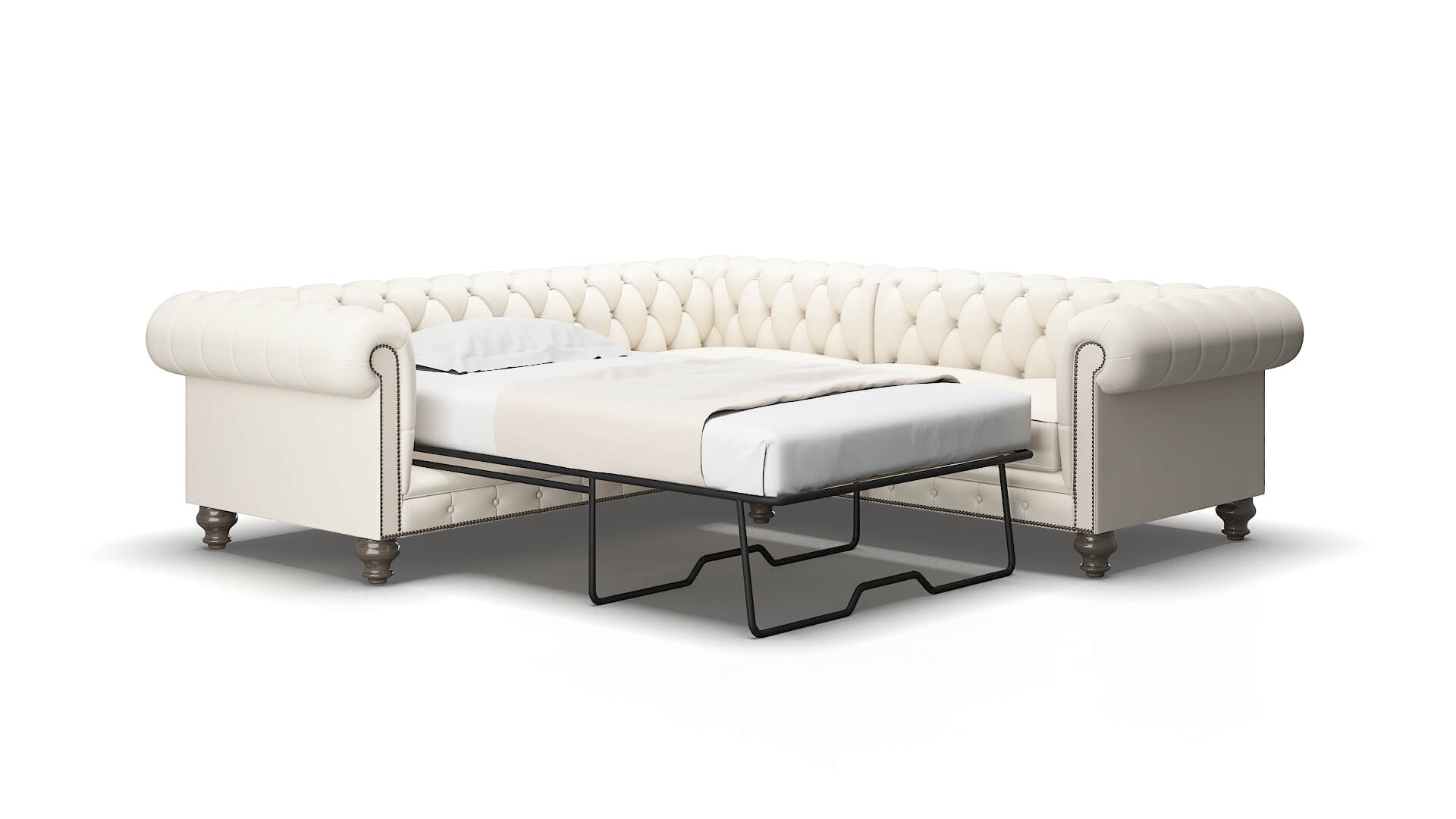 Bordeaux Blanche milky Sectional sleeper Espresso Legs  2