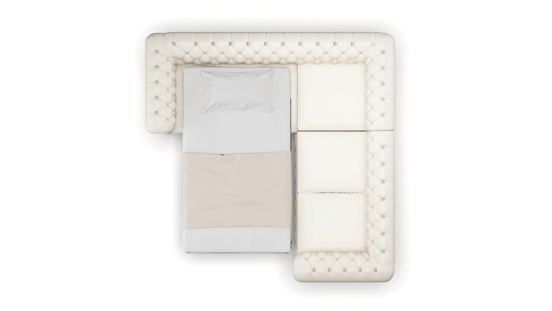 Bordeaux Blanche Milky Sectional Sleeper Espresso legs 3