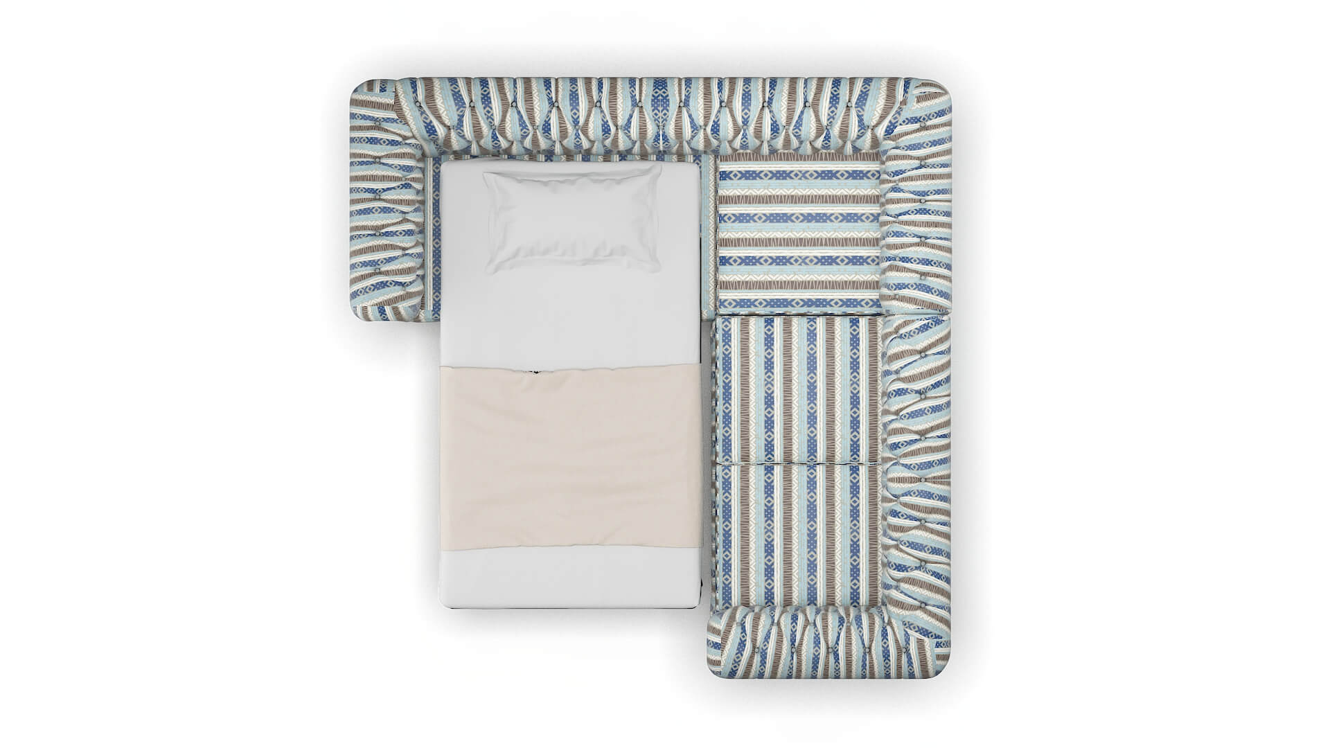 Bordeaux Bodhi Indigo Sectional Sleeper Espresso legs 3