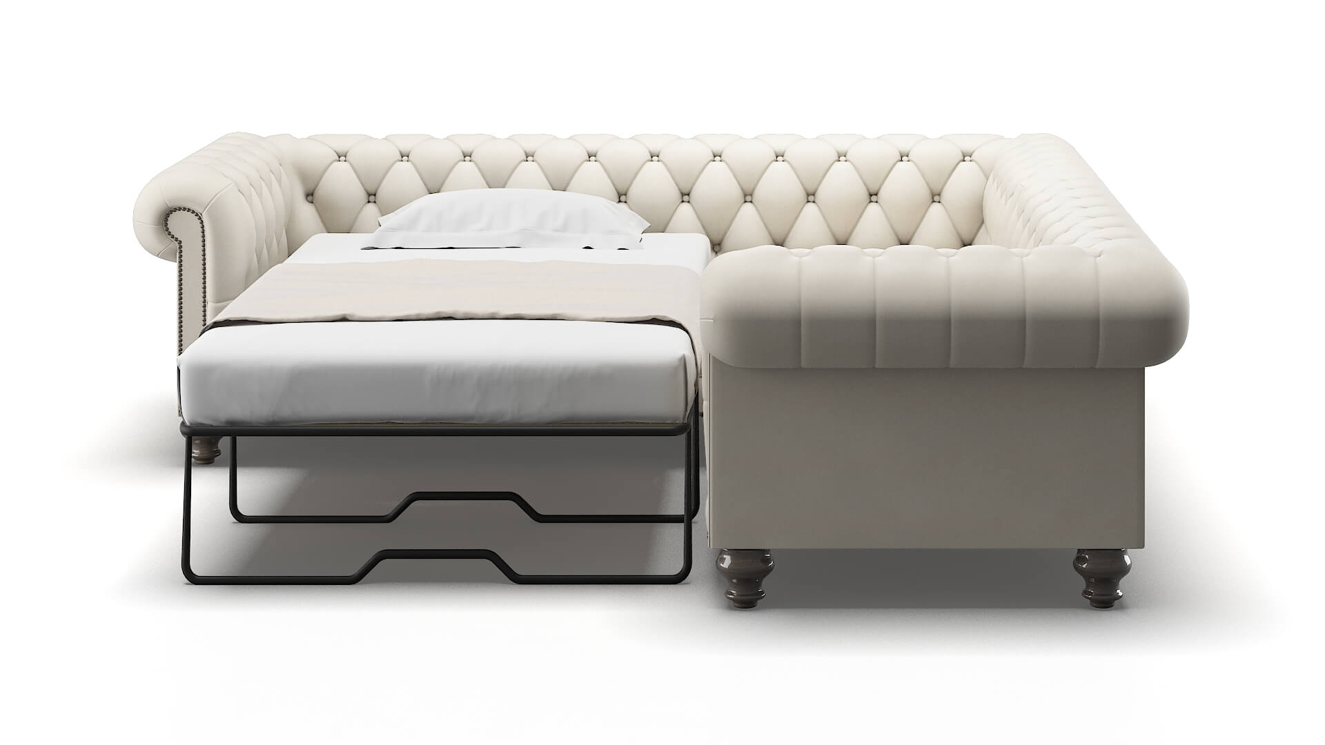Bordeaux Bungalow Ivory Sectional Sleeper Espresso legs 1