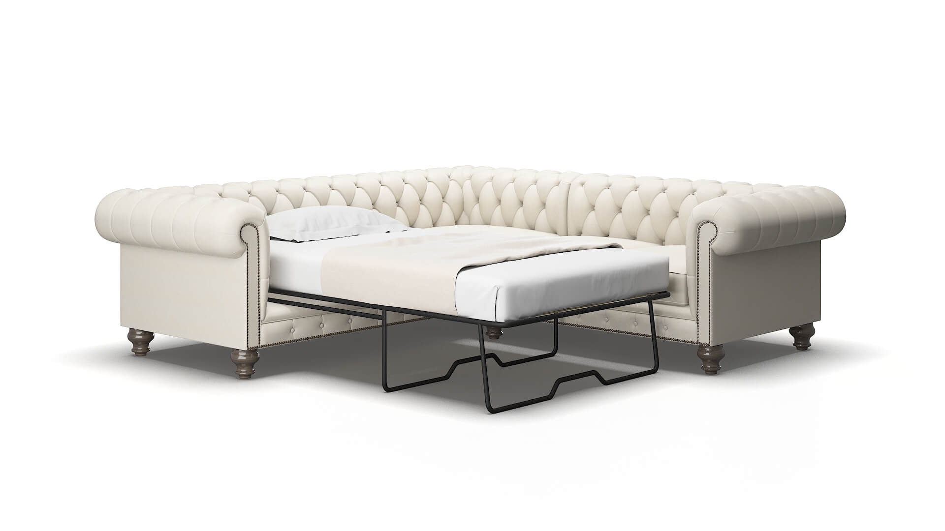 Bordeaux Bungalow Ivory Sectional Sleeper espresso legs 2