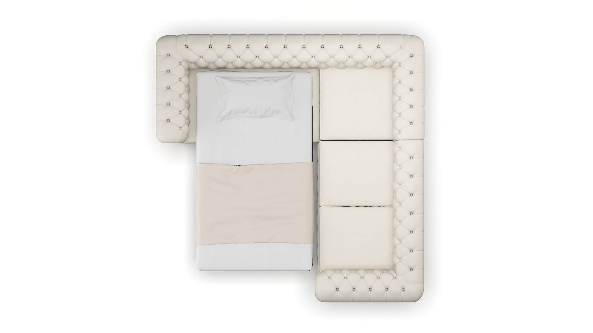 Bordeaux Bungalow Ivory Sectional Sleeper Espresso legs 3