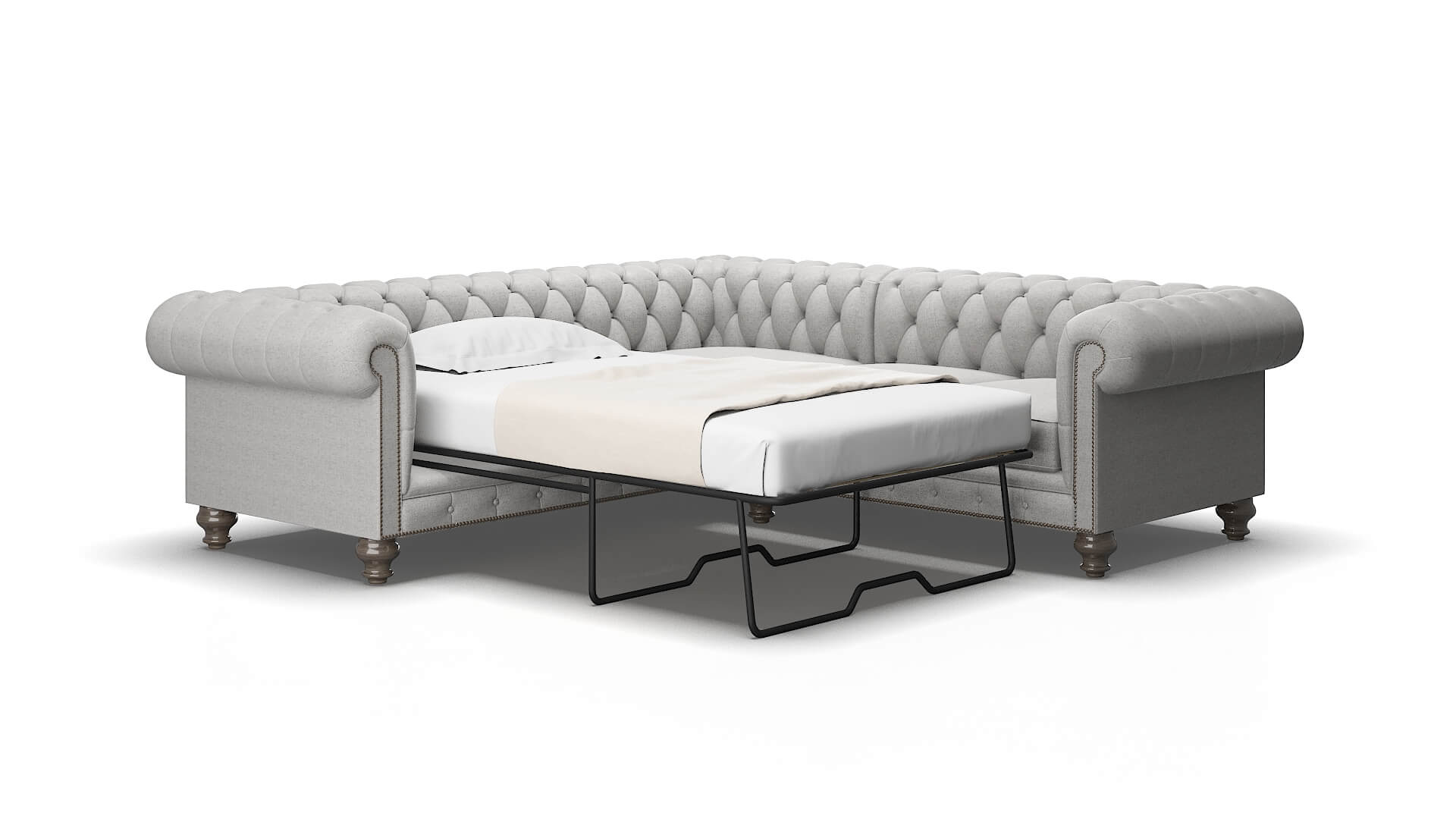 Bordeaux Catalina Silver Sectional Sleeper Espresso Legs 2