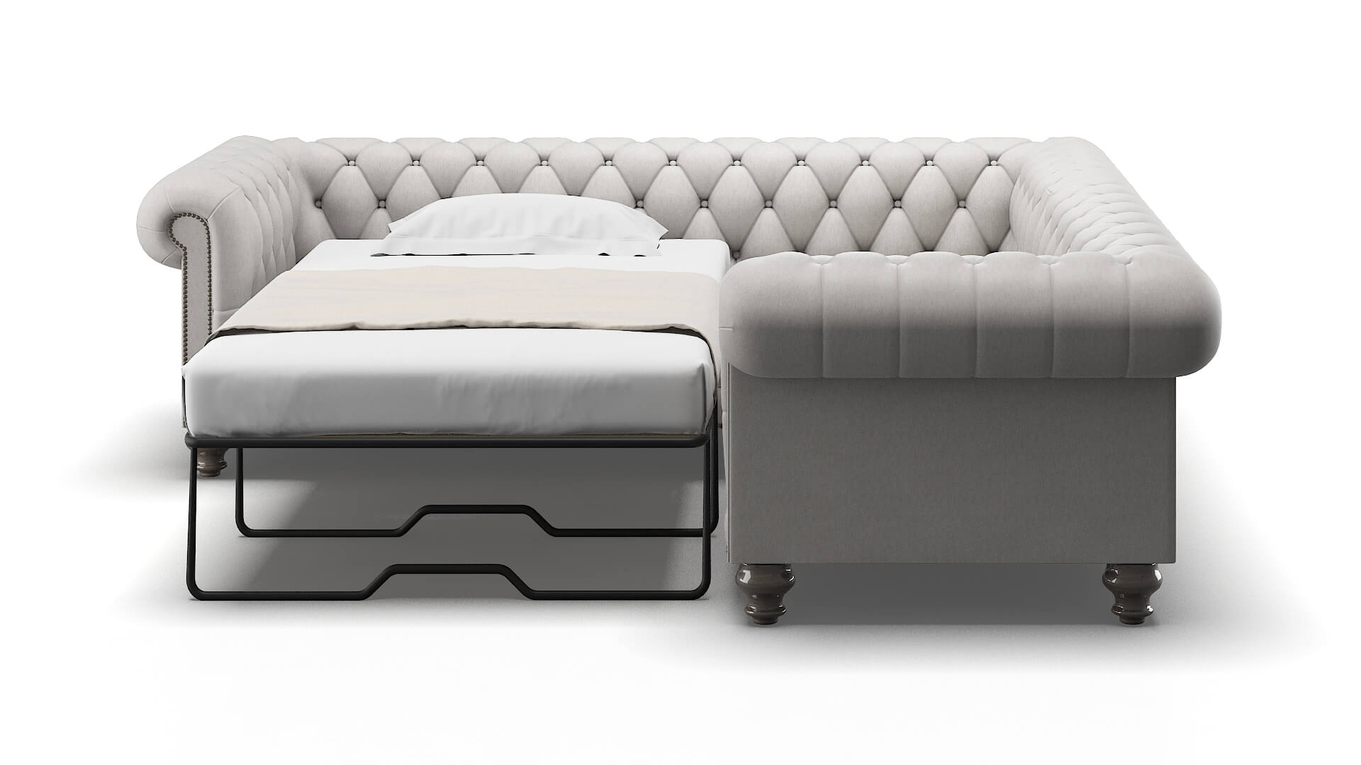 Bordeaux Cosmo Silver Sectional Sleeper Espresso legs 1