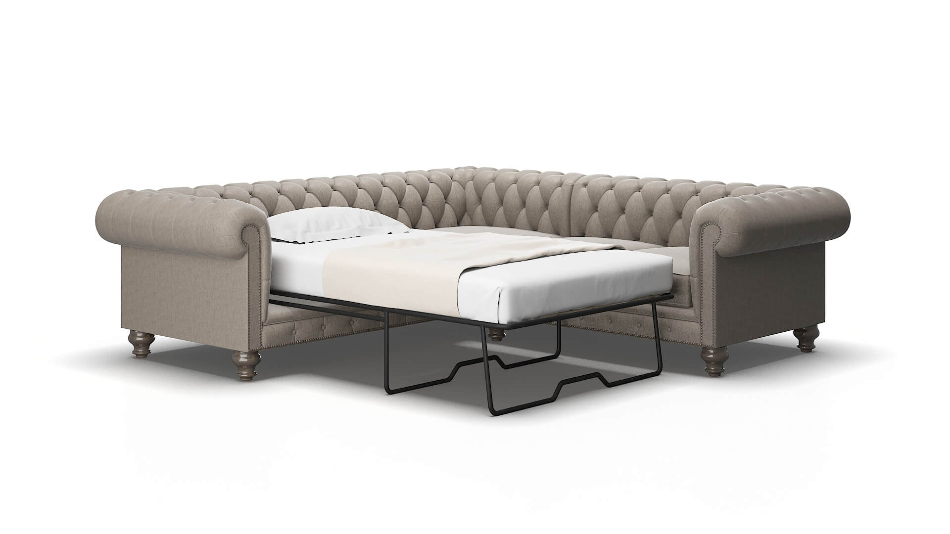 Bordeaux Cosmo Taupe Sectional Sleeper Espresso legs 2