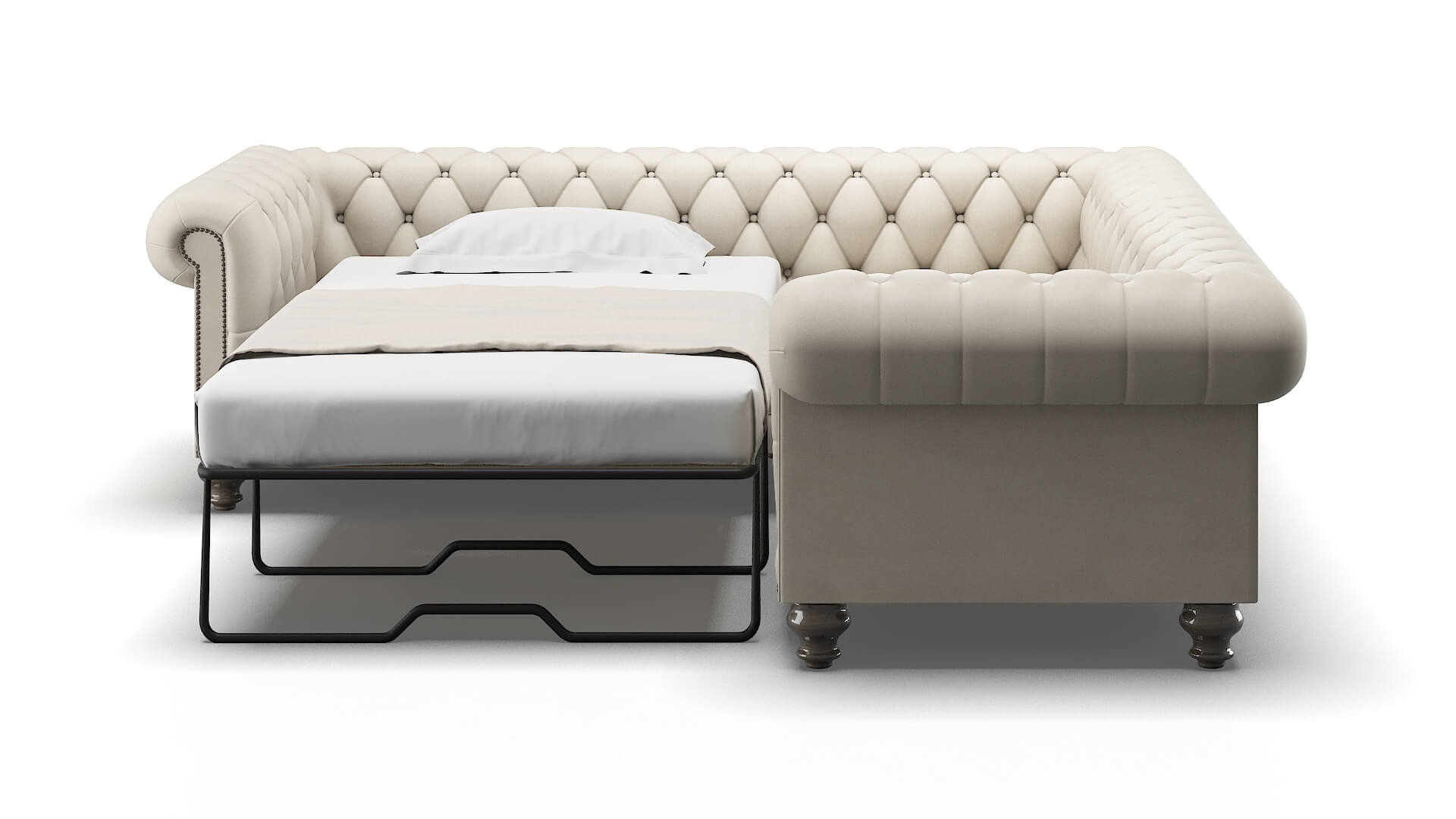 Bordeaux Dawson Sand Sectional Sleeper Espresso legs 1