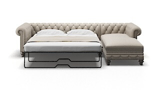 Bordeaux Derby Linen Panel Sleeper Espresso legs 1