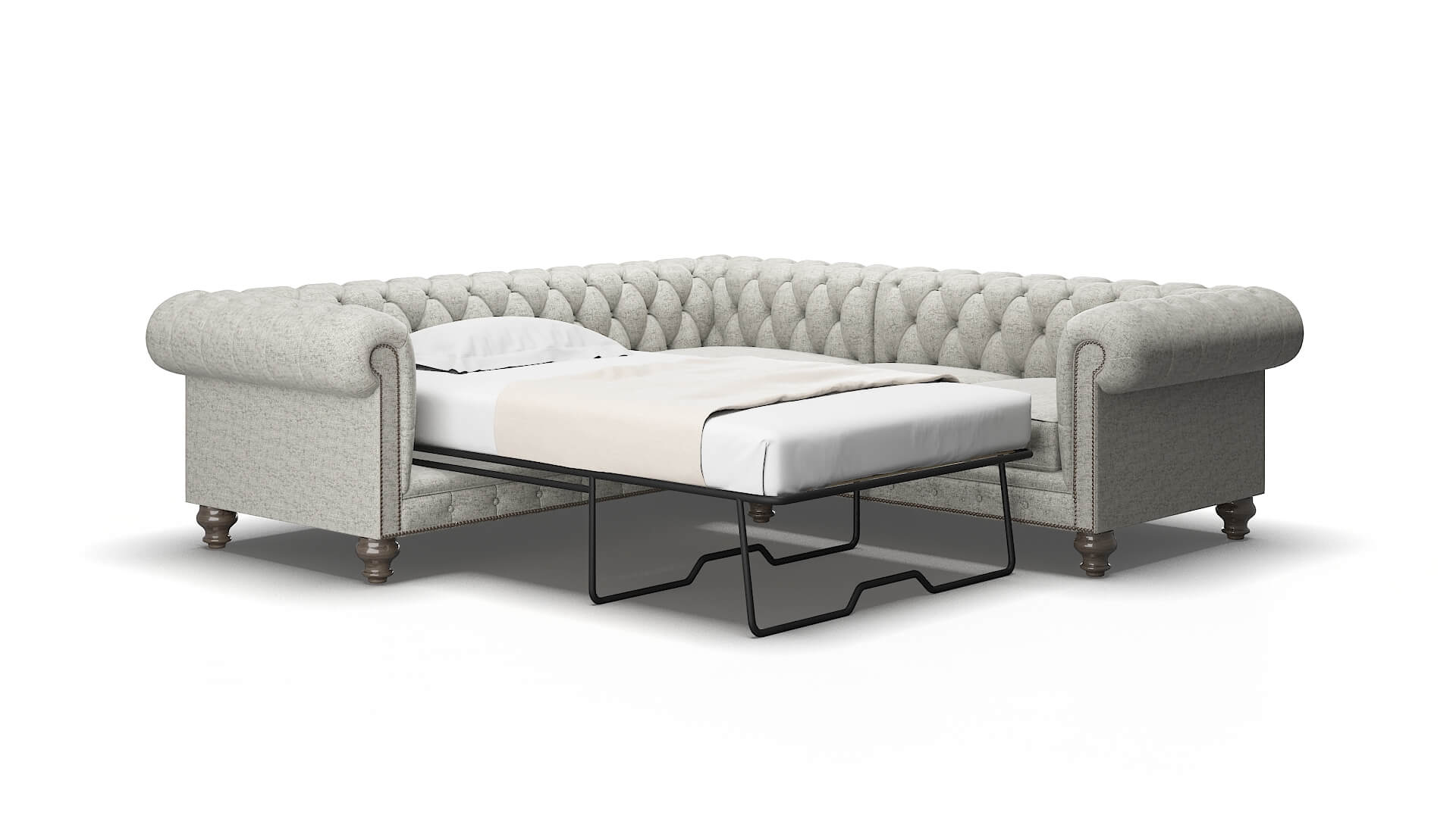 Bordeaux Derby Silver Sectional Sleeper espresso legs 2