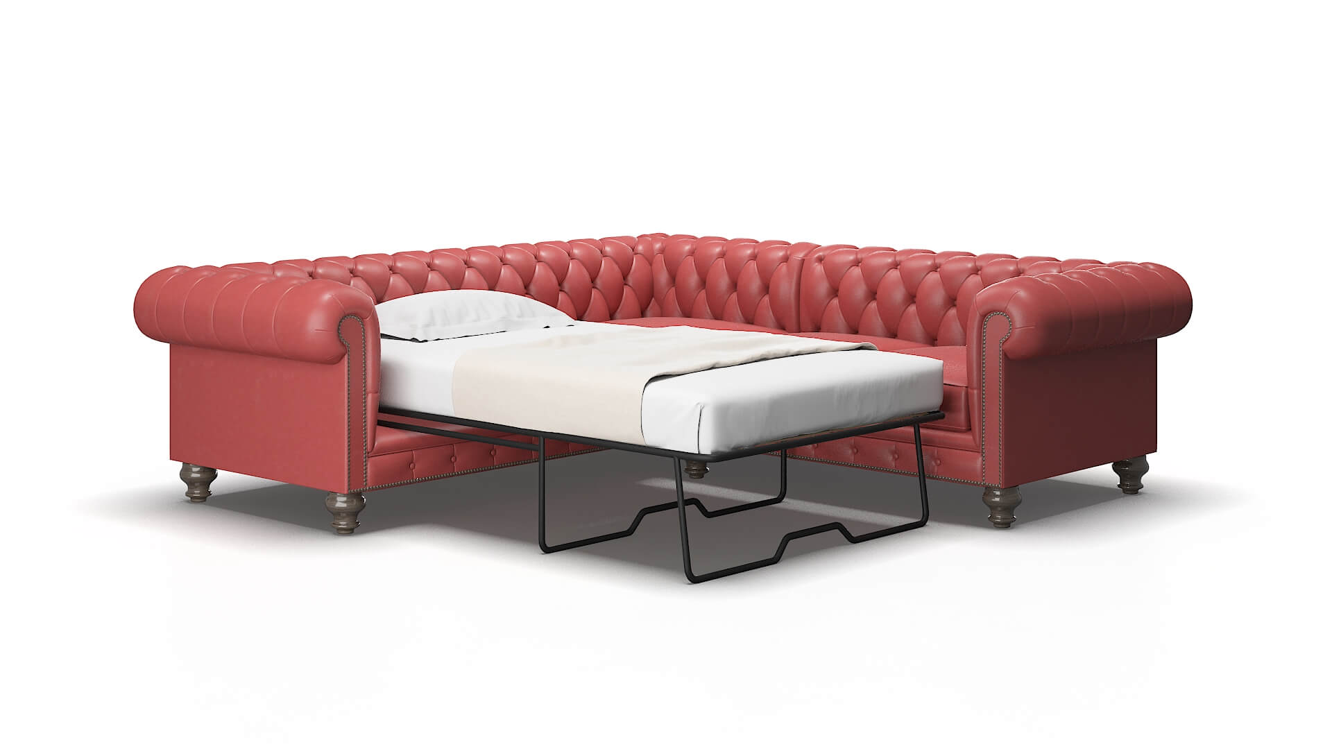 Bordeaux Dillion cordovan Sectional sleeper Espresso Legs  2