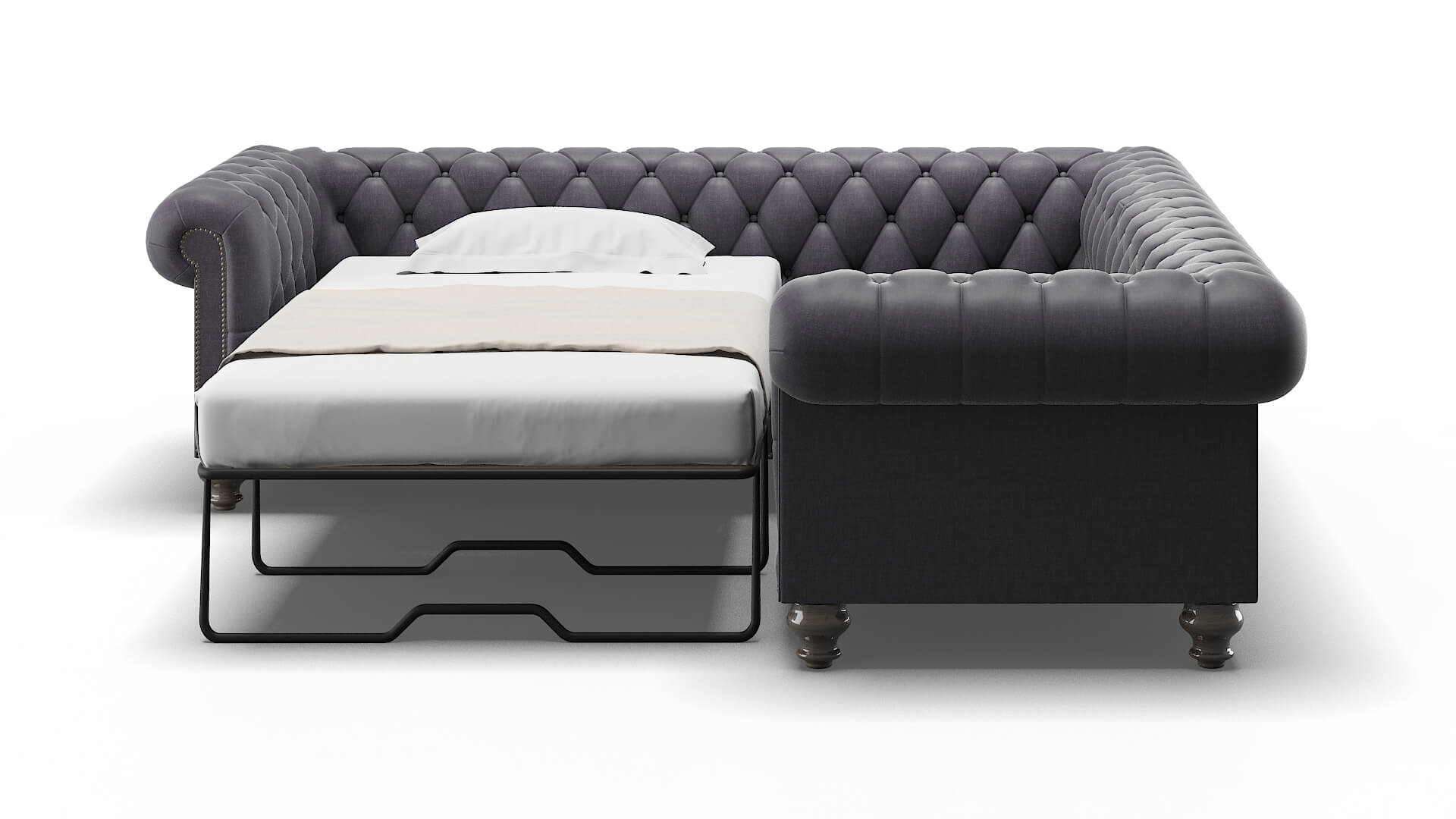 Bordeaux Durham Ink Sectional Sleeper Espresso legs 1