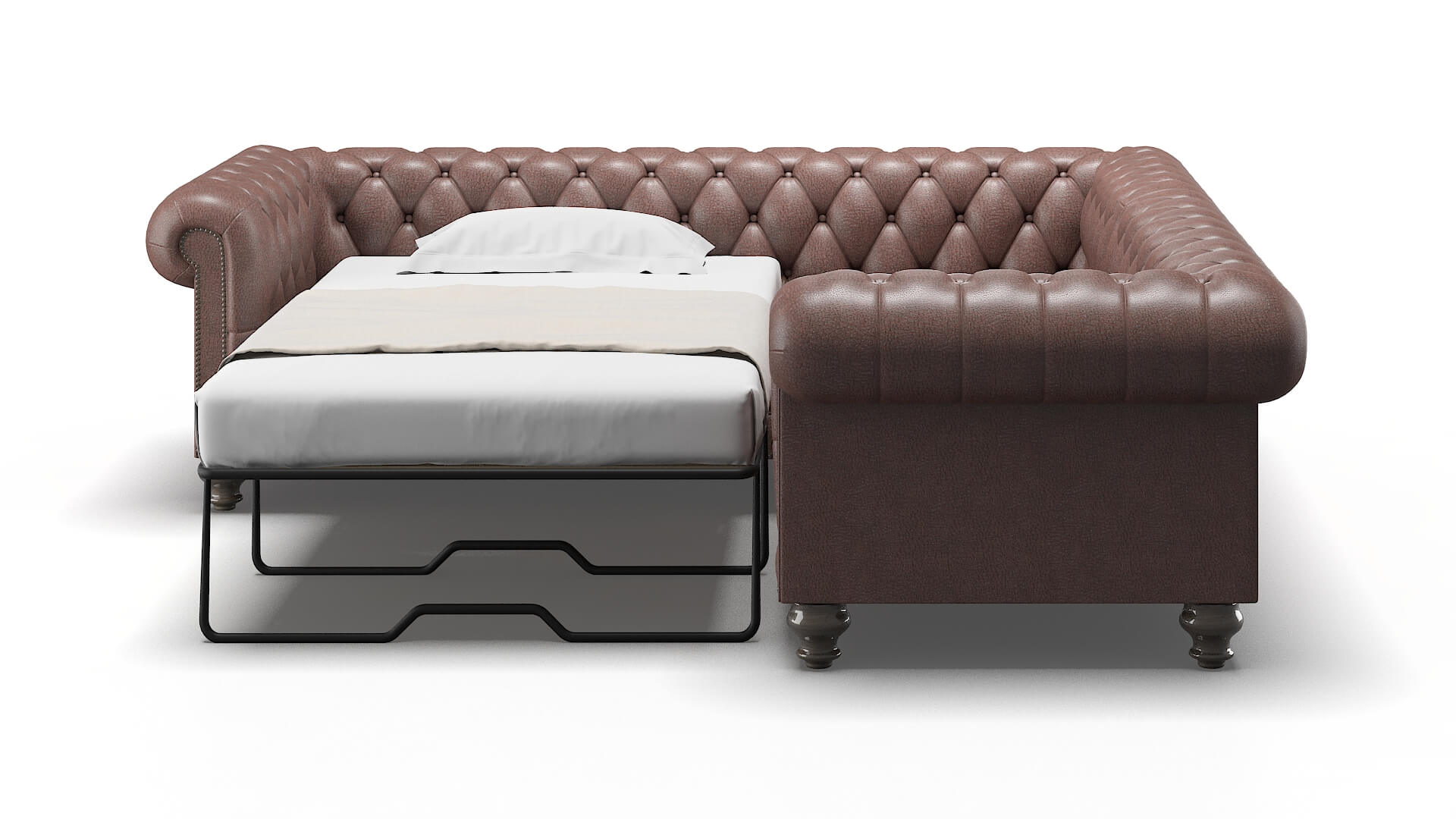 Bordeaux Ford Brown Sectional Sleeper Espresso legs 1