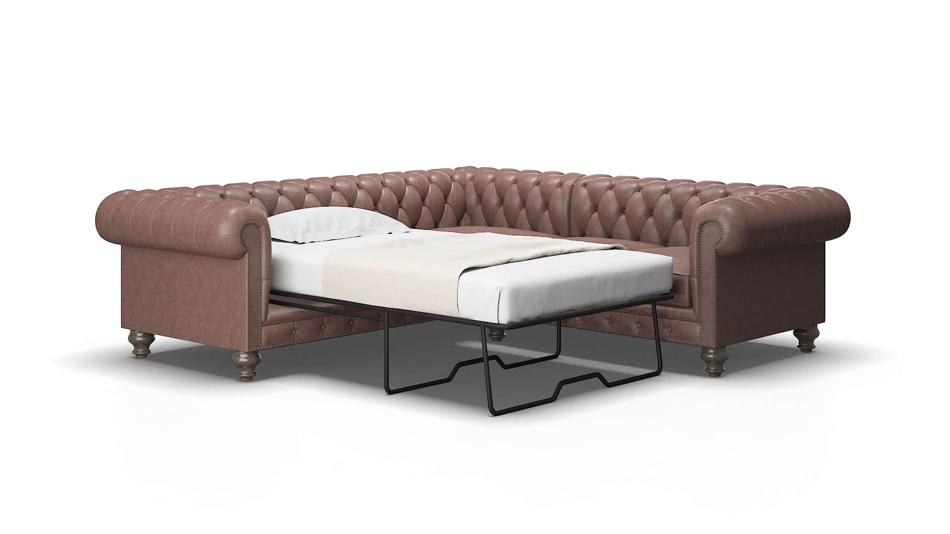 Bordeaux Ford Brown Sectional Sleeper Espresso legs 2
