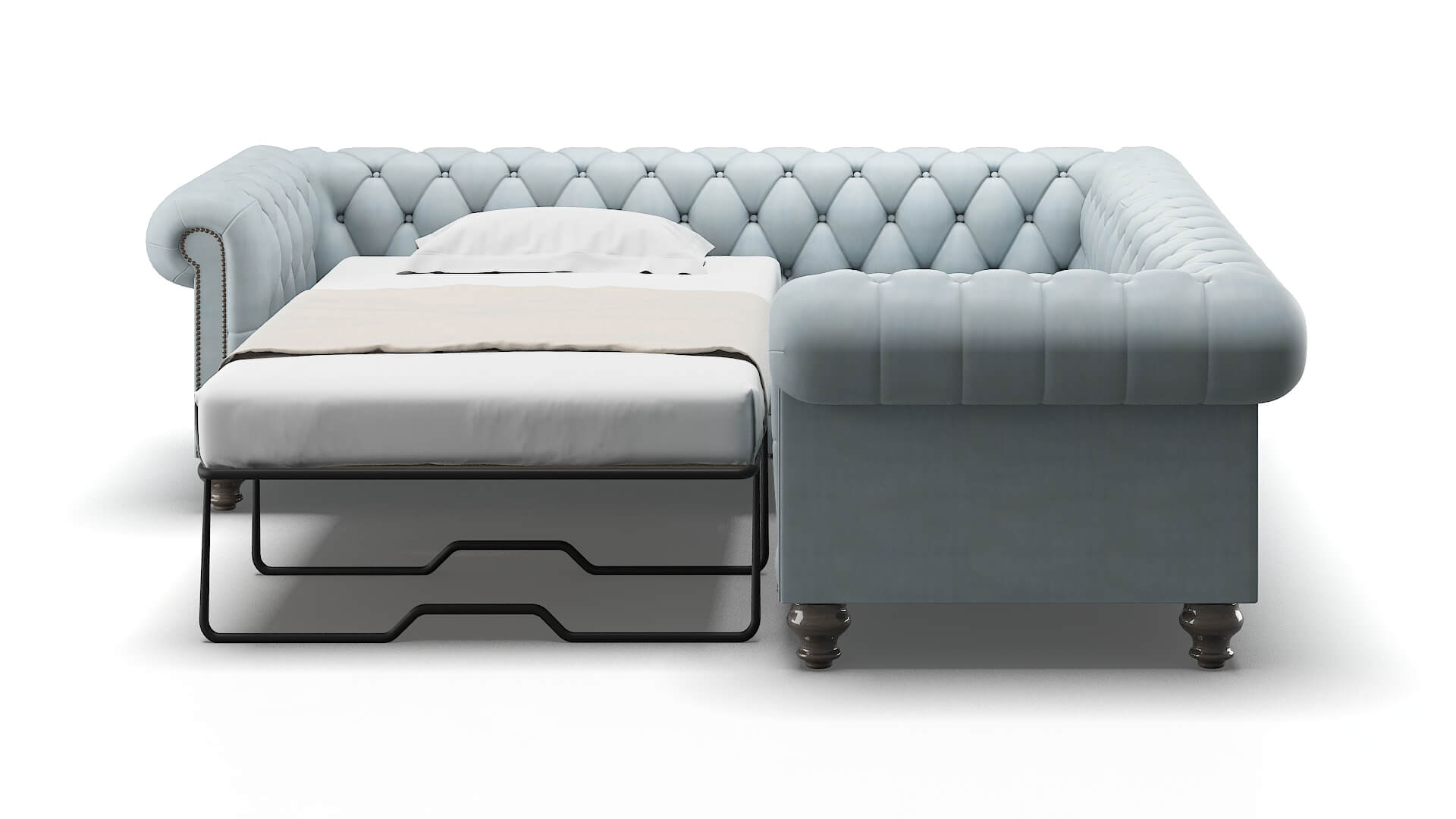 Bordeaux Hathaway Aqua Sectional Sleeper Espresso legs 1