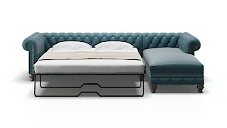 Bordeaux Hepburn Teal Panel Sleeper Espresso legs 1
