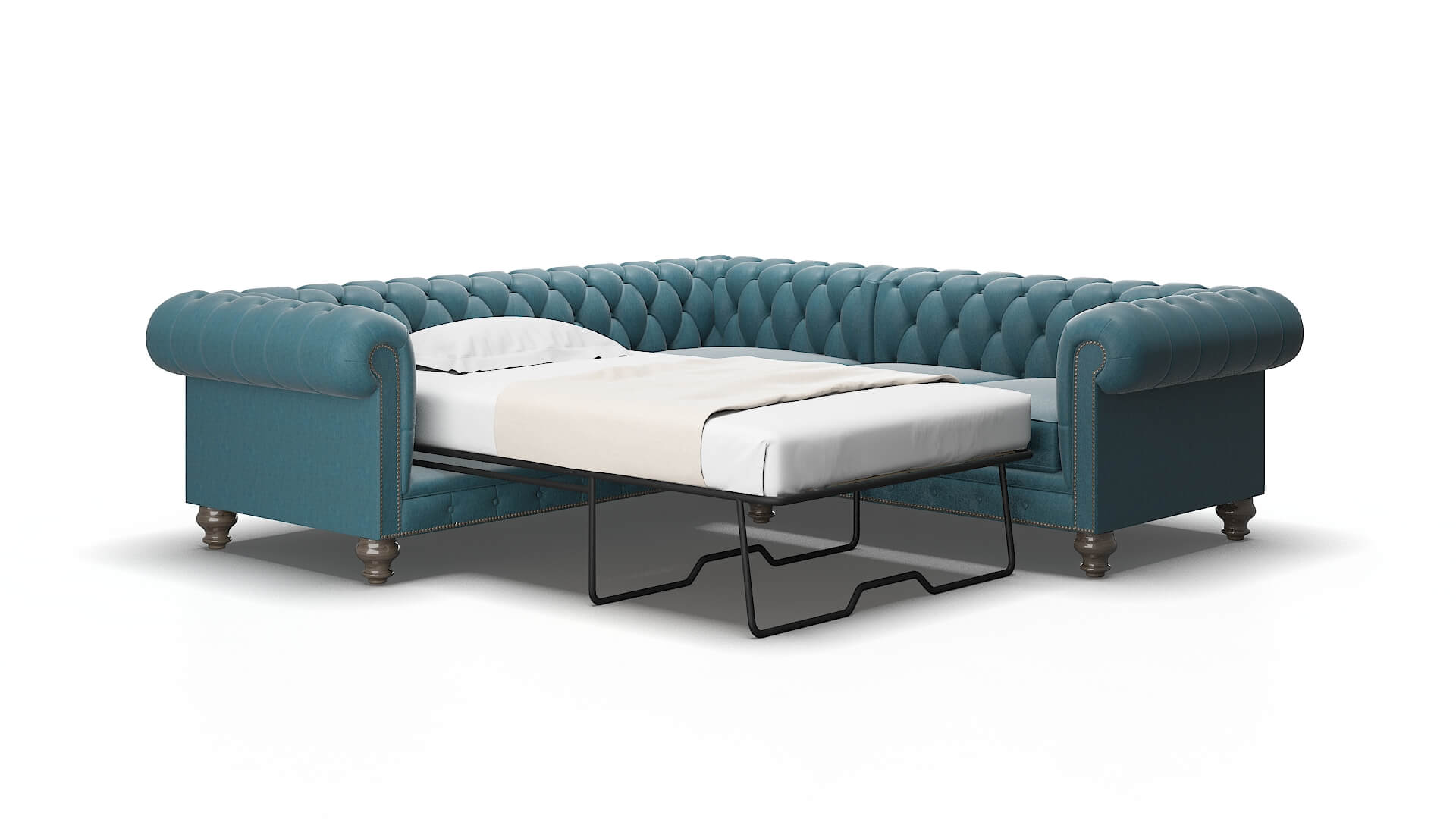Bordeaux Hepburn teal Sectional sleeper Espresso Legs  2