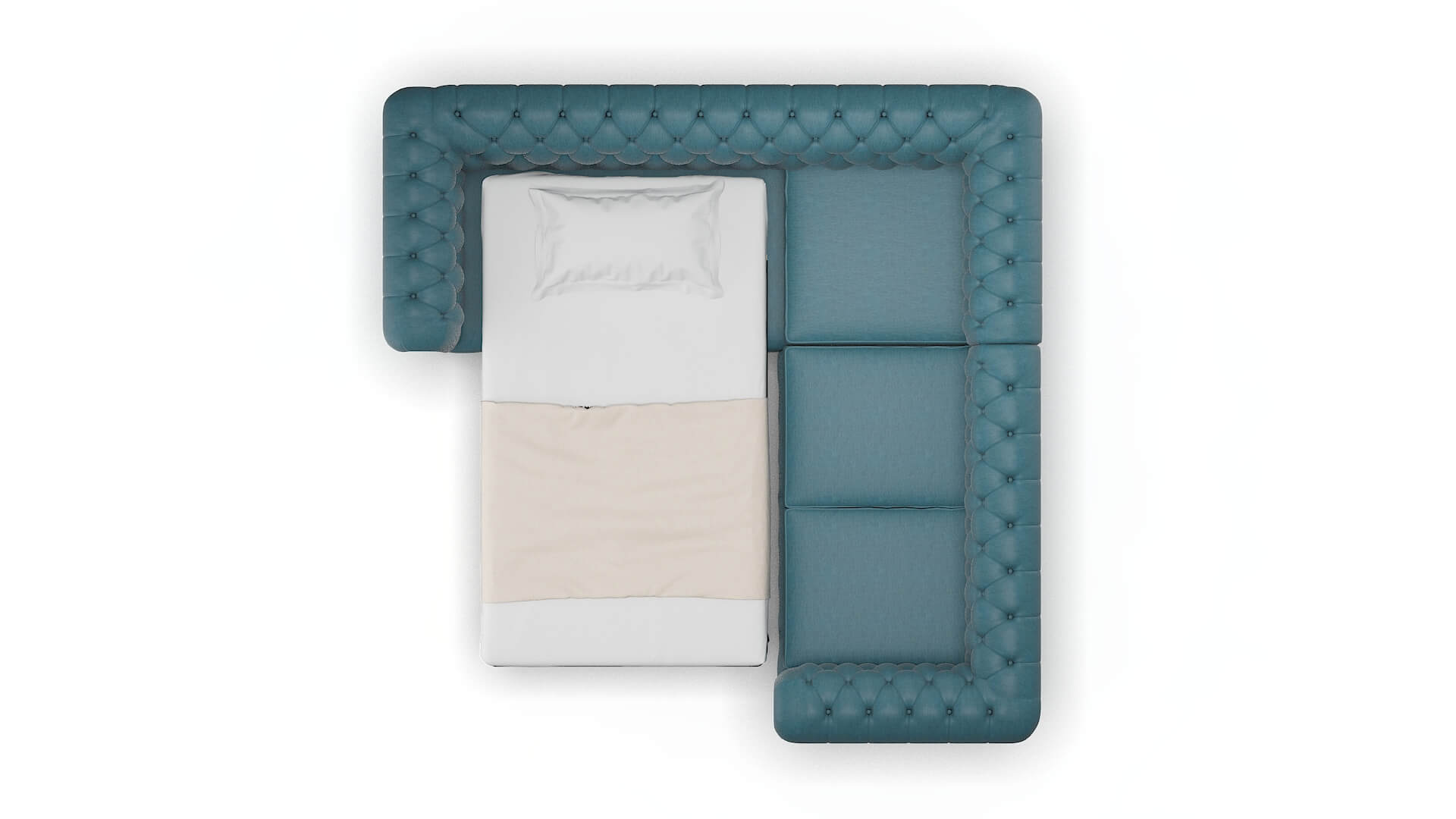 Bordeaux Hepburn Teal Sectional Sleeper Espresso legs 3