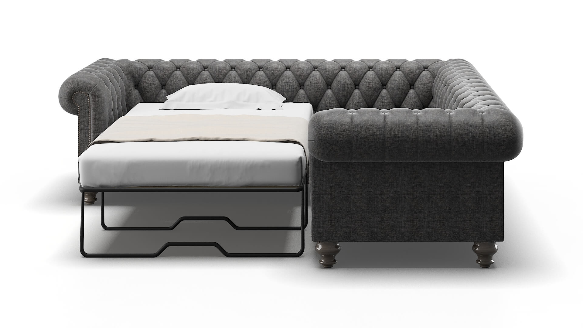 Bordeaux Insight Charcoal Sectional Sleeper Espresso legs 1