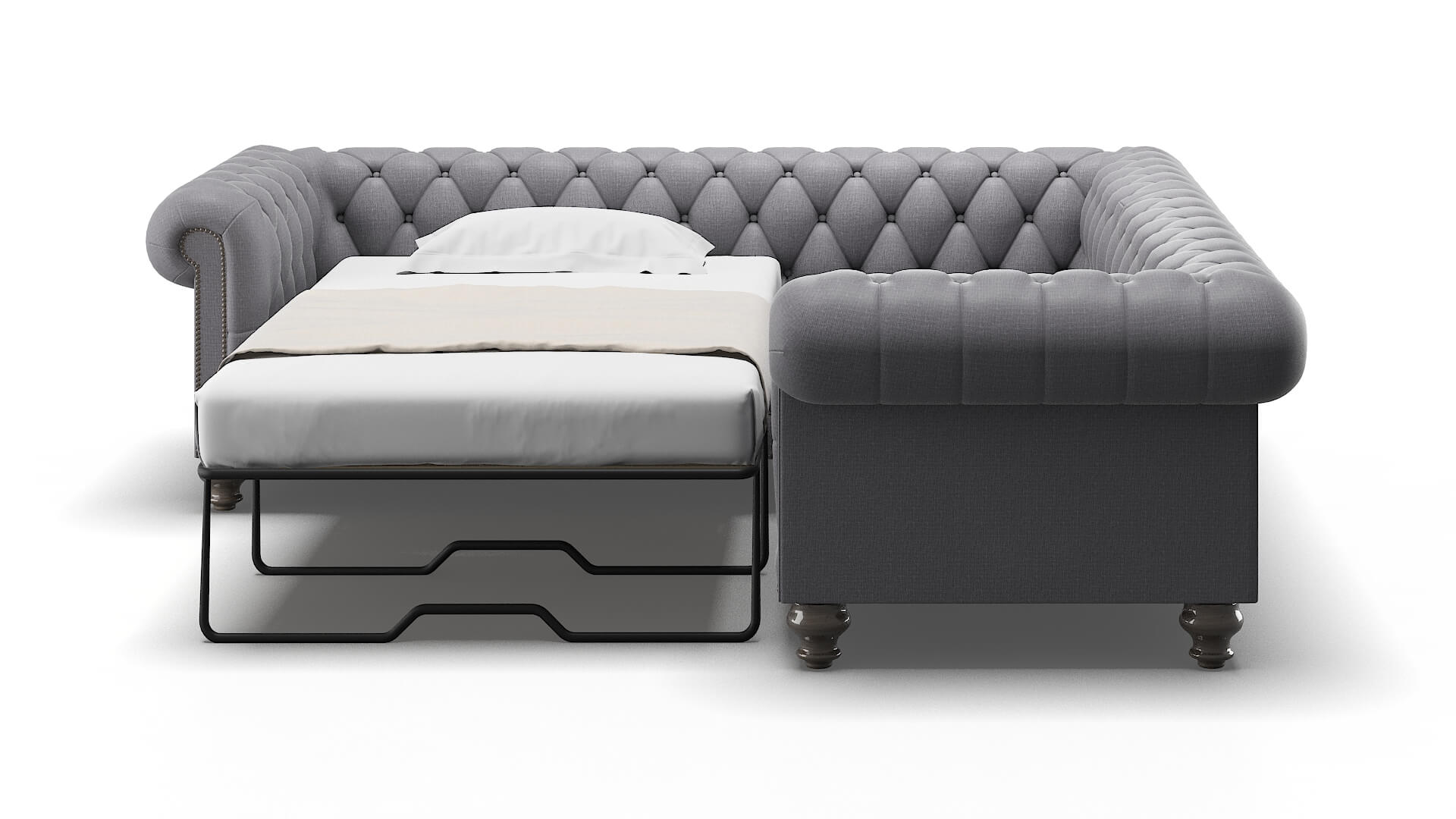 Bordeaux Insight Denim Sectional Sleeper Espresso legs 1