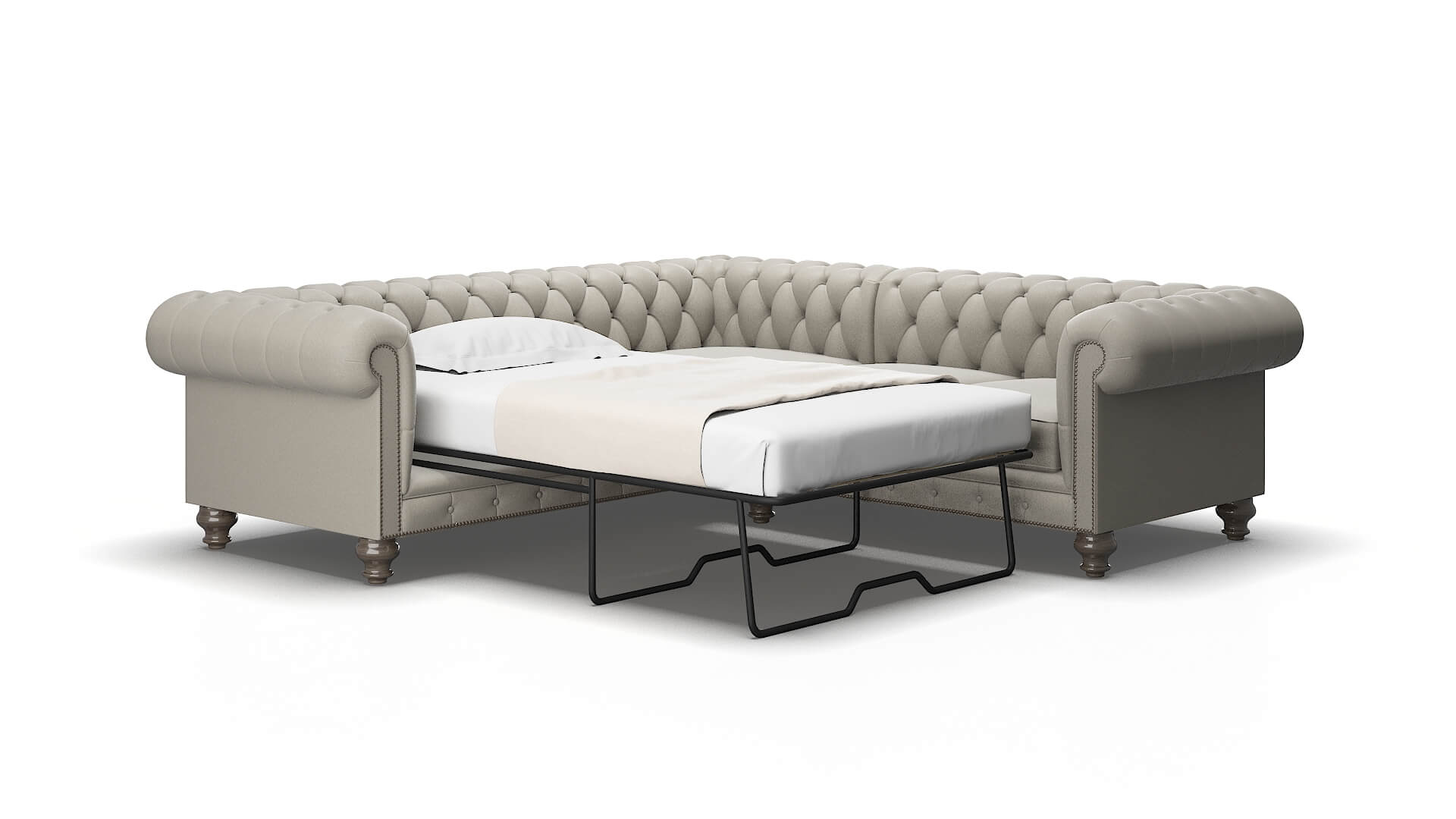 Bordeaux Oscar Silver Sectional Sleeper Espresso legs 2