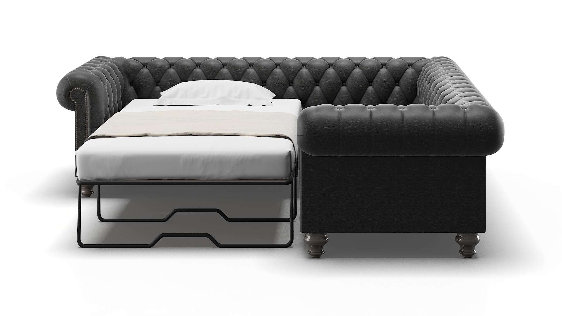 Bordeaux Phoenix Charcoal Sectional Sleeper Espresso legs 1