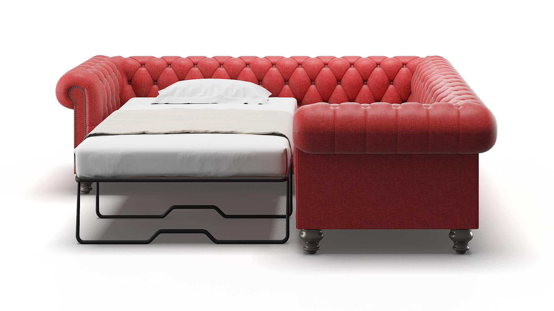 Bordeaux Portland Berry Sectional Sleeper Espresso legs 1