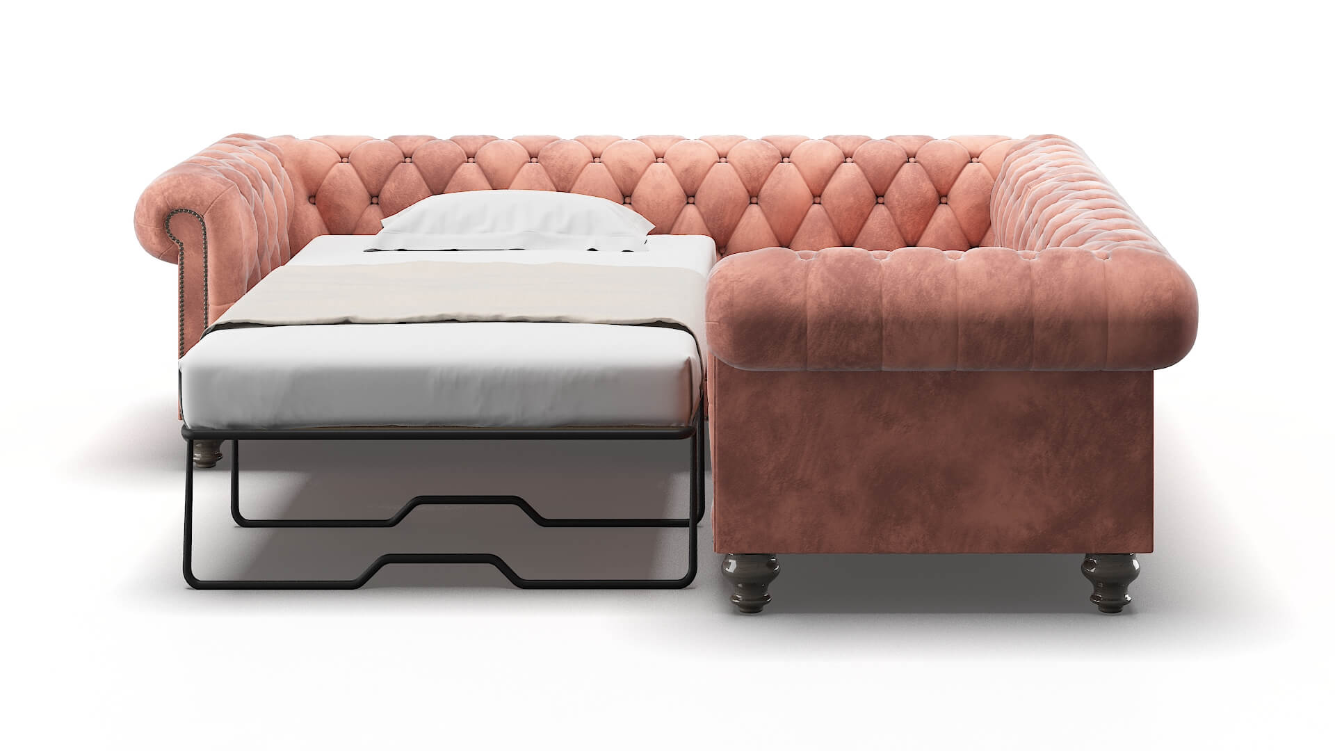Bordeaux Royale Blush Sectional Sleeper Espresso legs 1