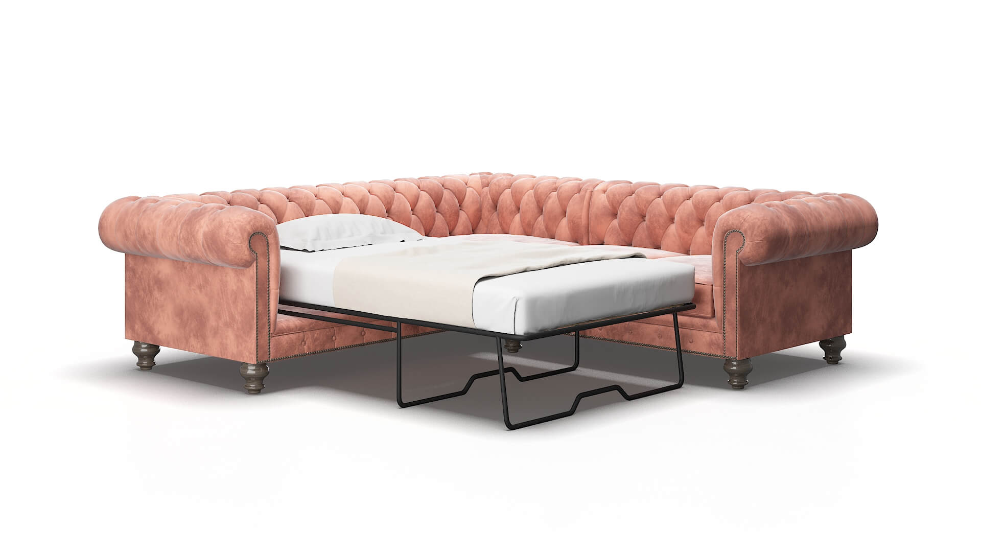 Bordeaux Royale blush Sectional sleeper Espresso Legs  2